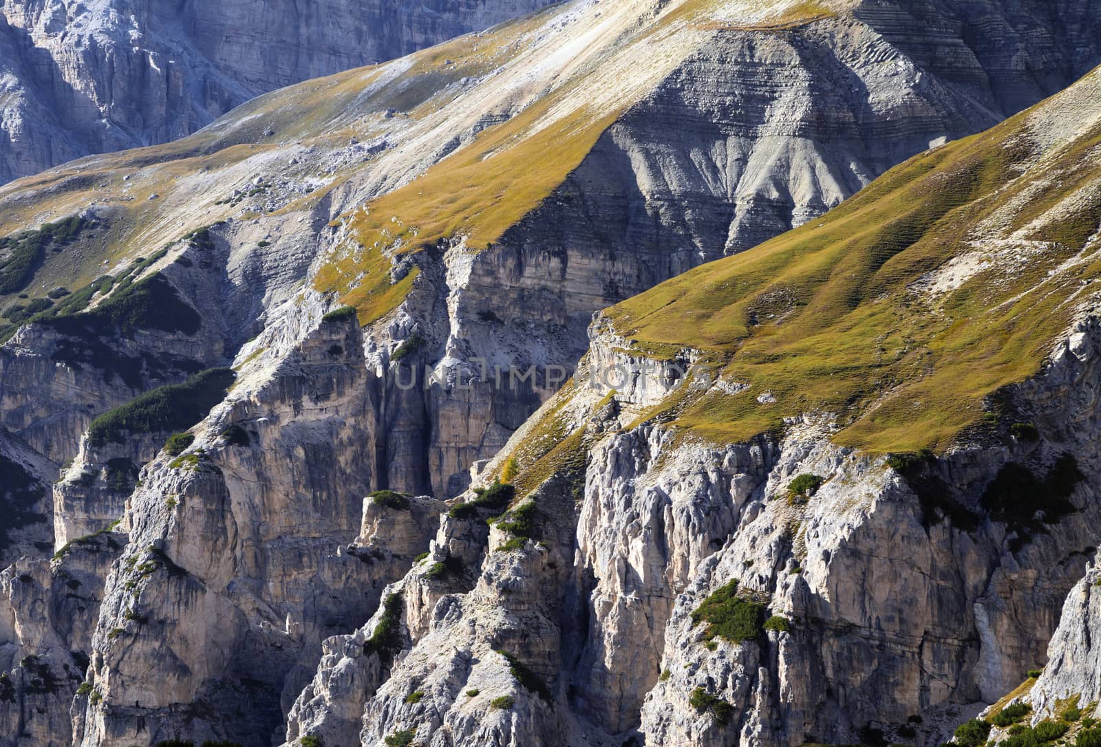 Dolomites mountains landscape on a sunny autumn day