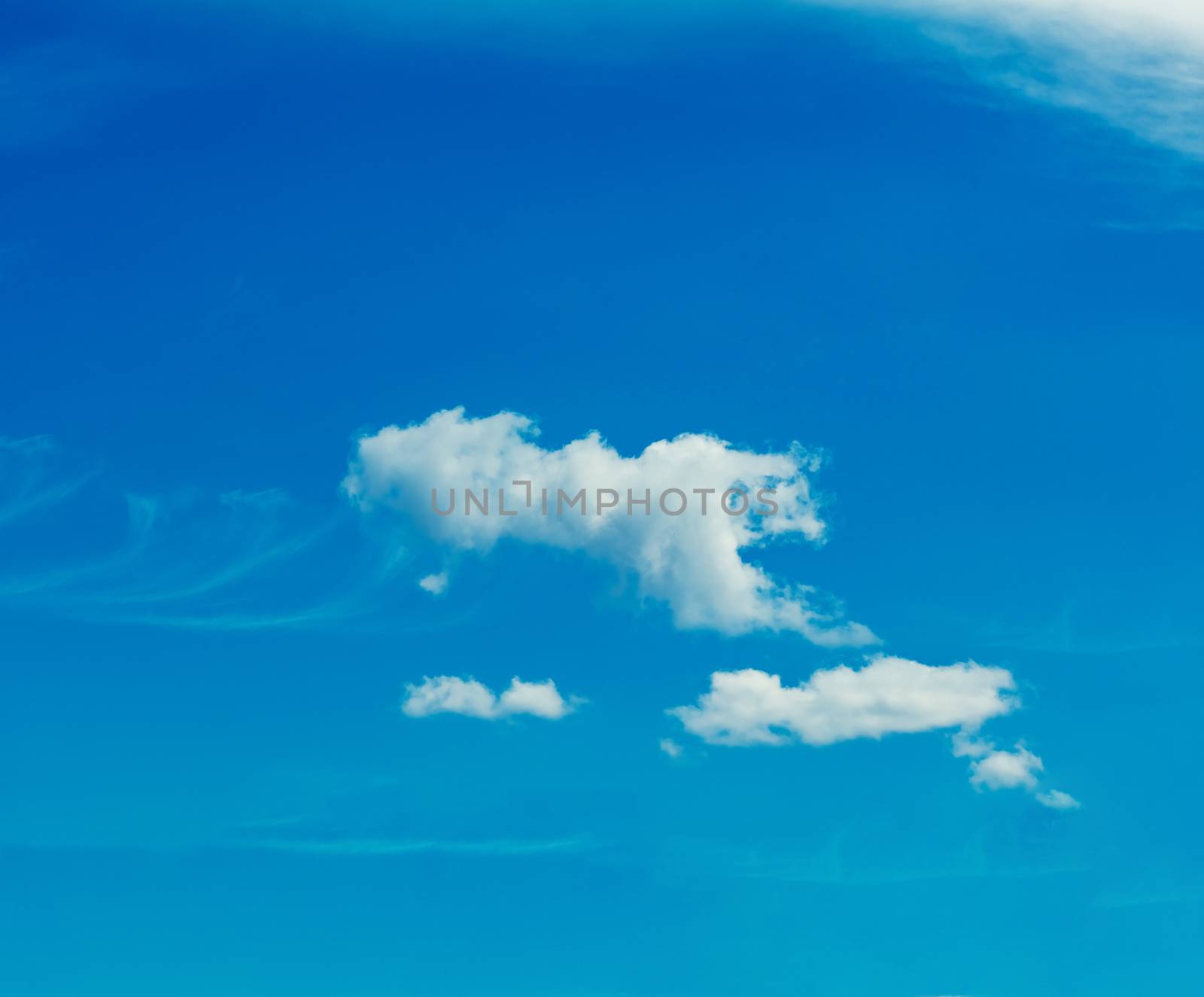 One simple cloud on sky in summer sunny day clean concept