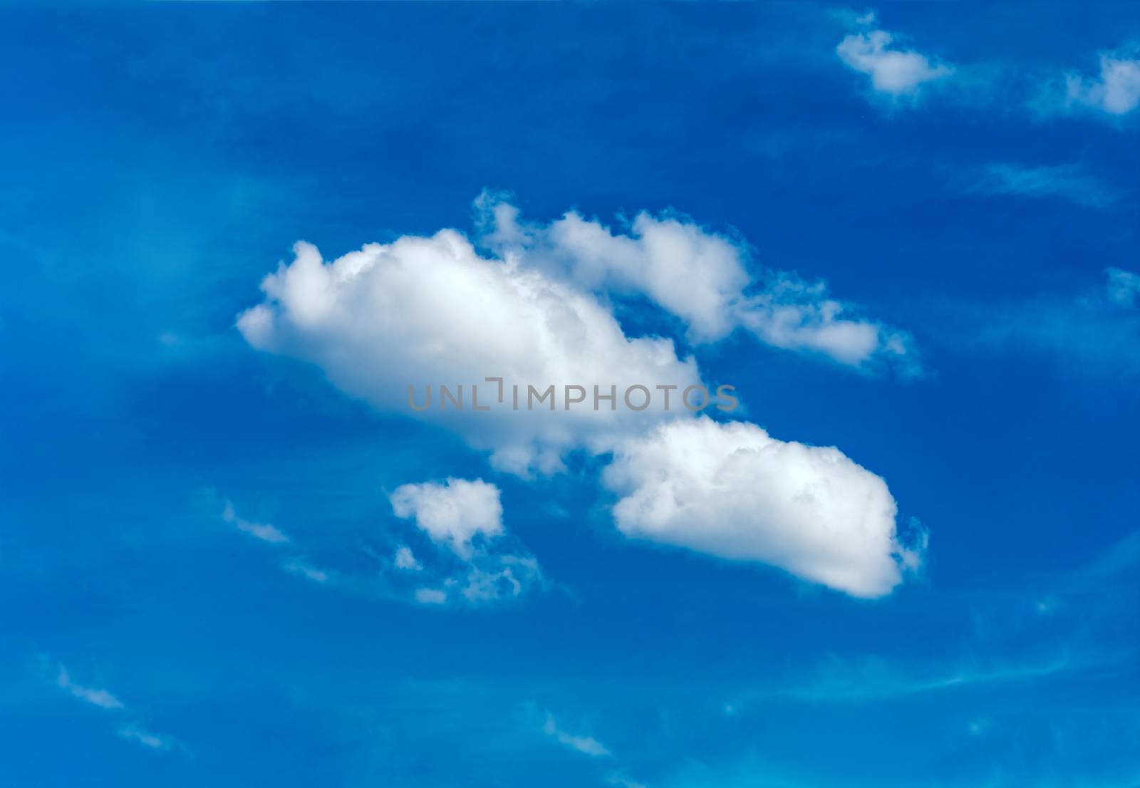 One simple cloud on sky in summer sunny day clean concept