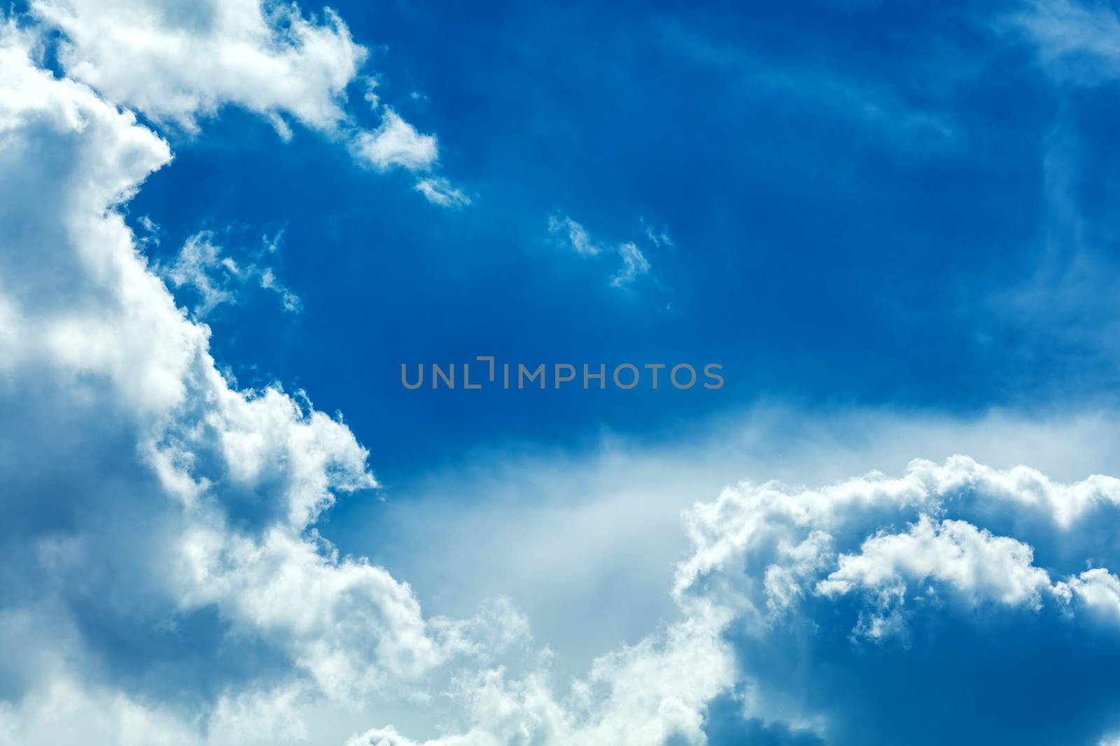 Dramatic cloudscape and sunlight jet view background
