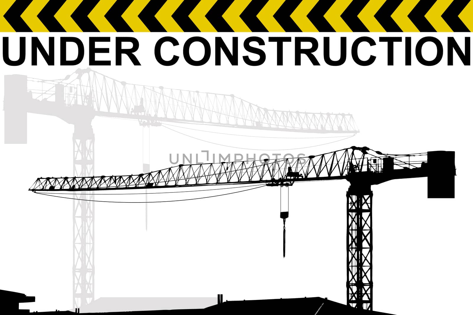 Under construction background with crane silhouette by hibrida13