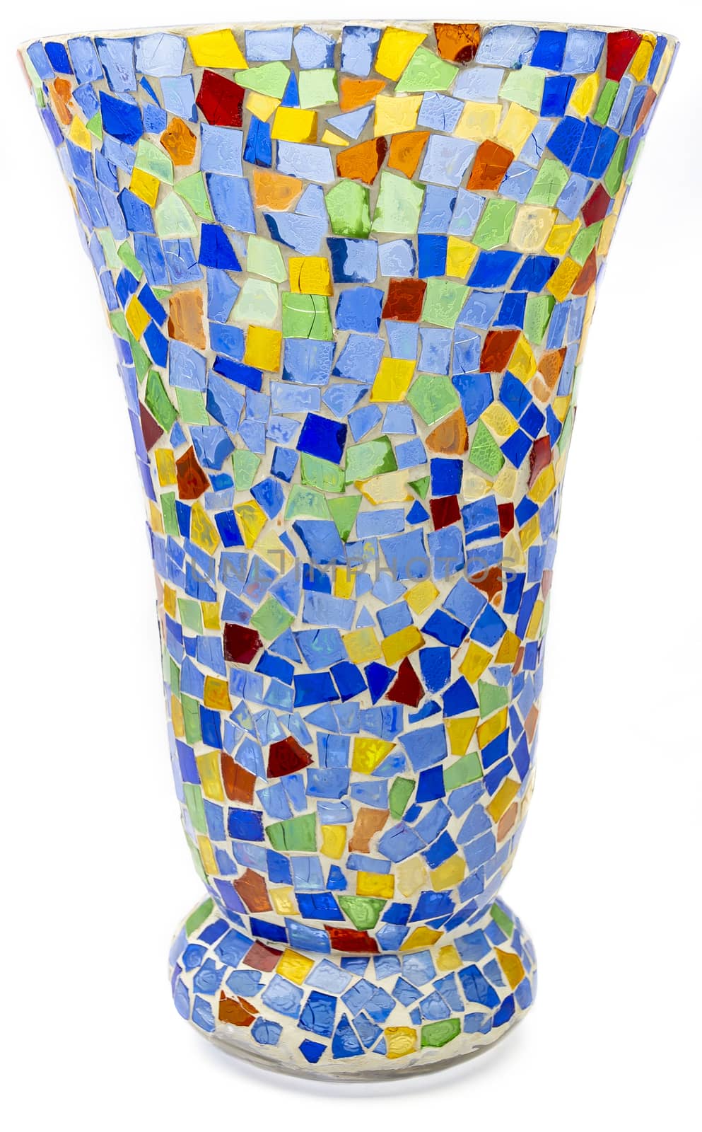 Vase made out of multi colored glass pieces