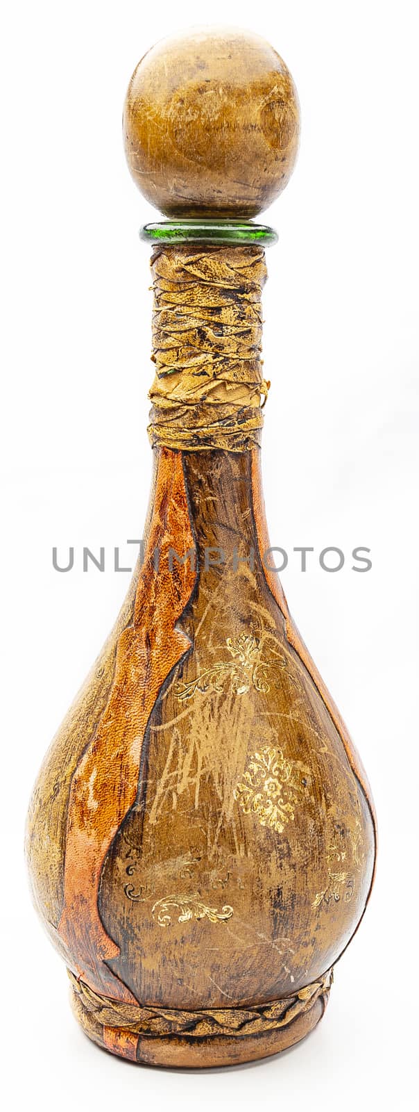 Antique glass bottle with a cork