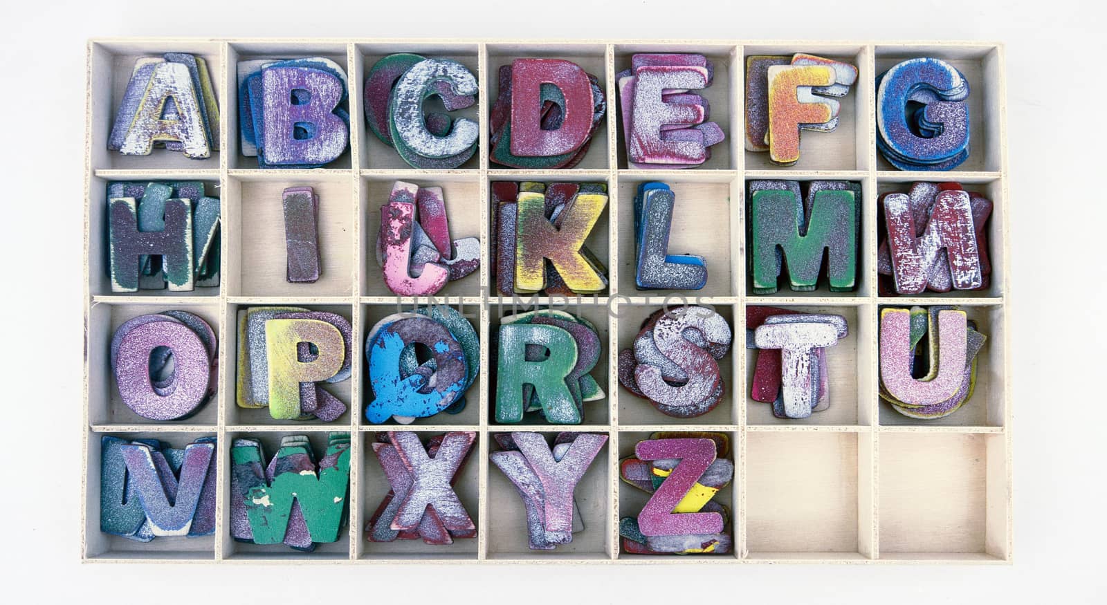 ABCDEF wooden letters in a wooden box by davincidig