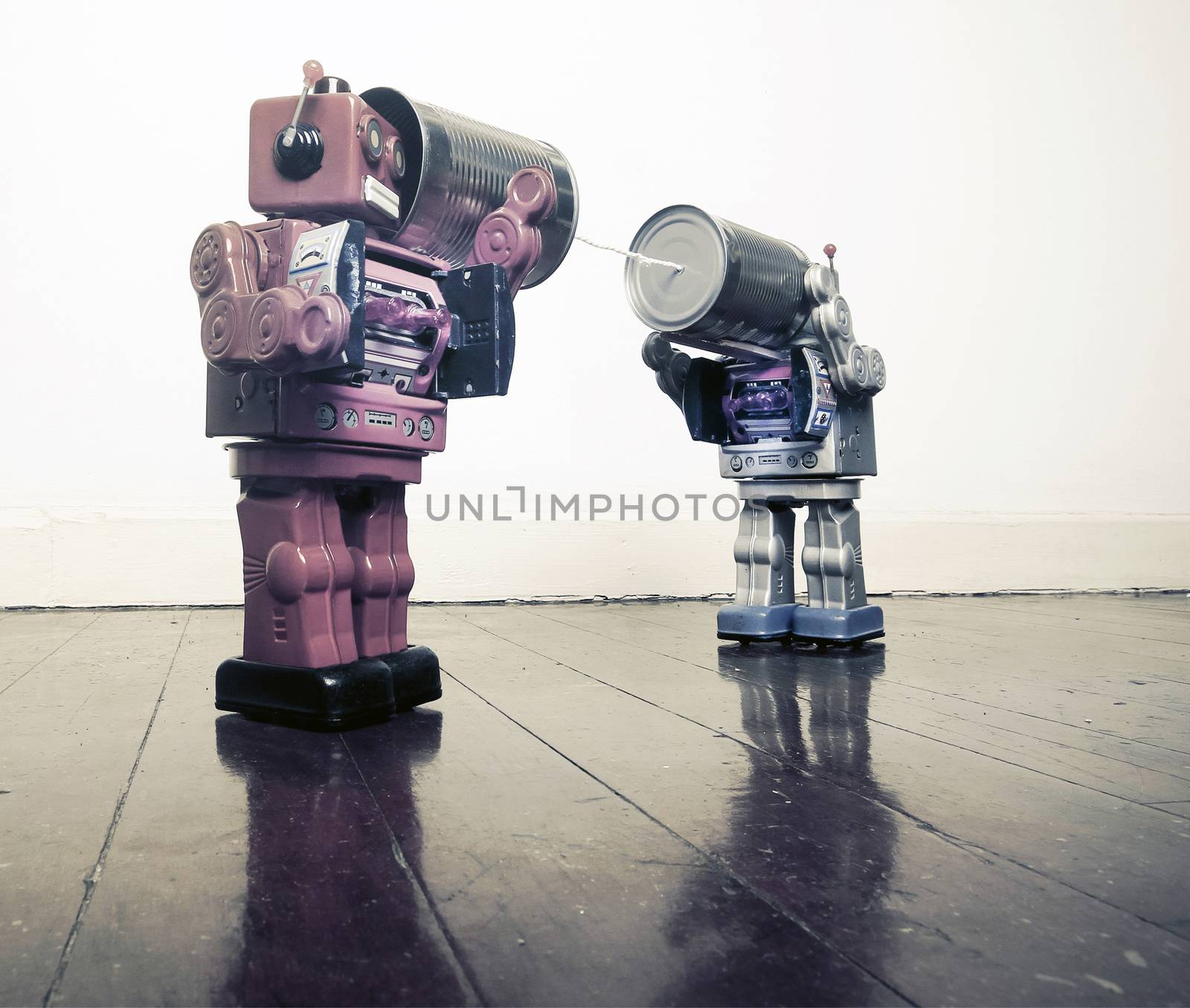 tin can phone robots  by davincidig