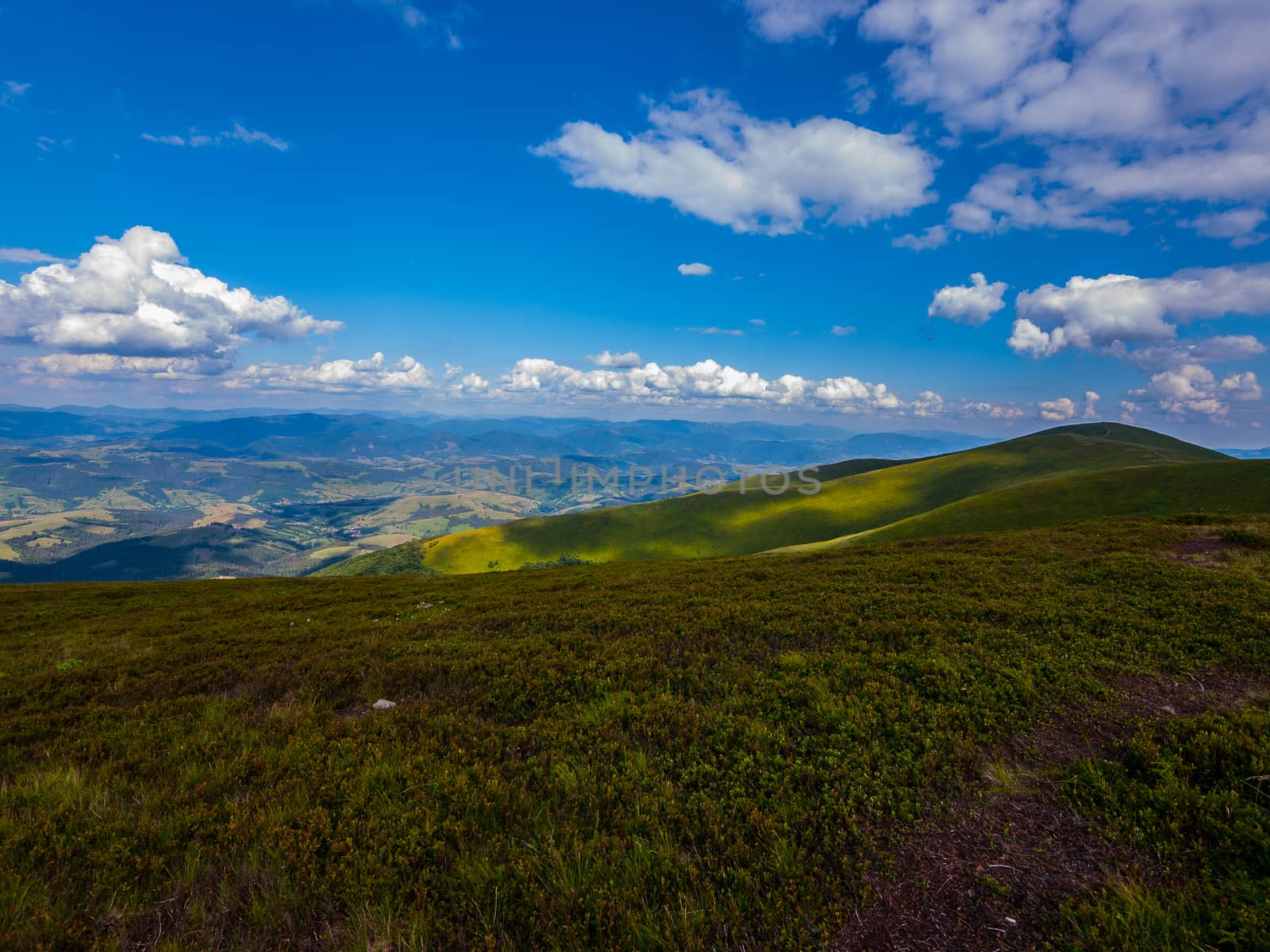 Scenic view from the mountain against a background of clouds