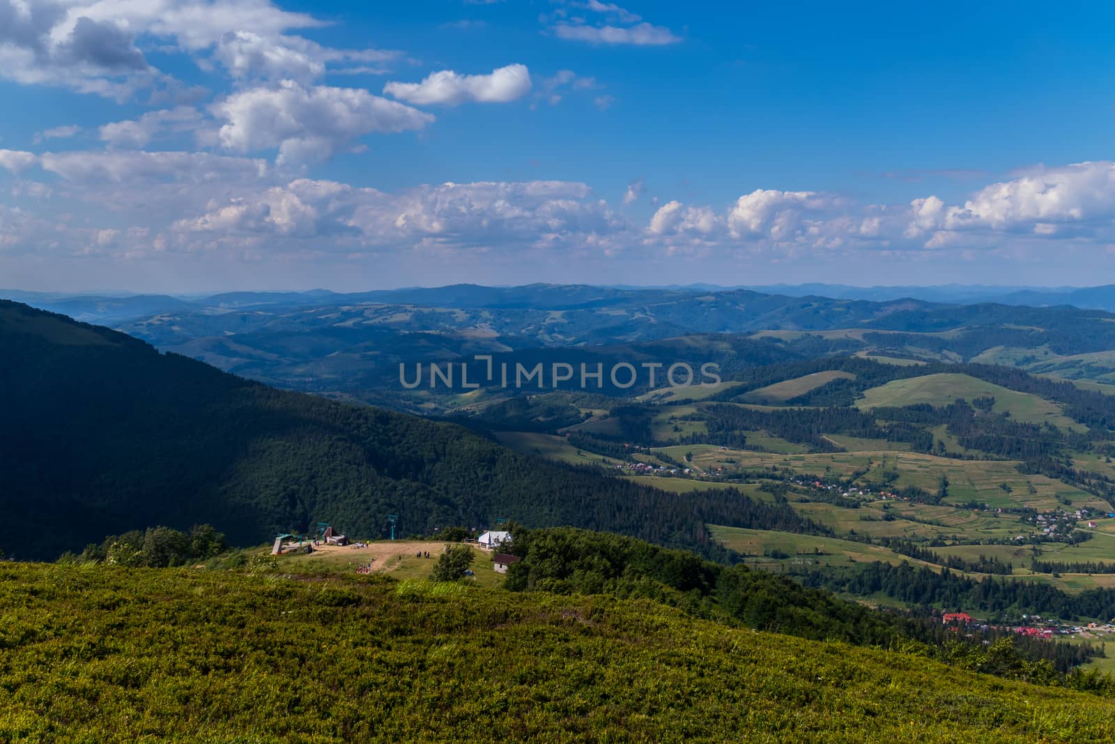 Magnificent view of the nearby mountain village with small houses