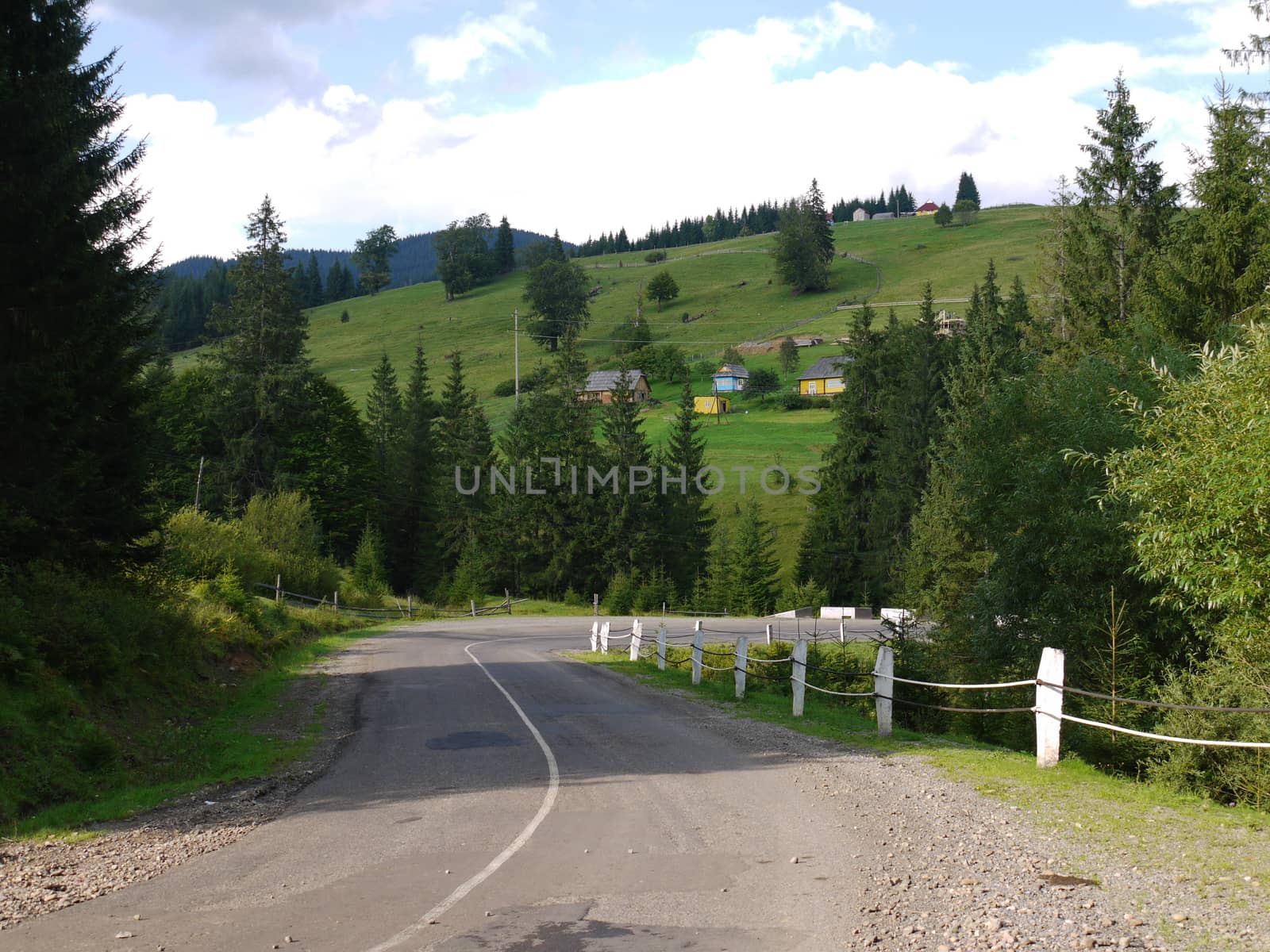 The route leading to the village consists of several dozen houses by Adamchuk