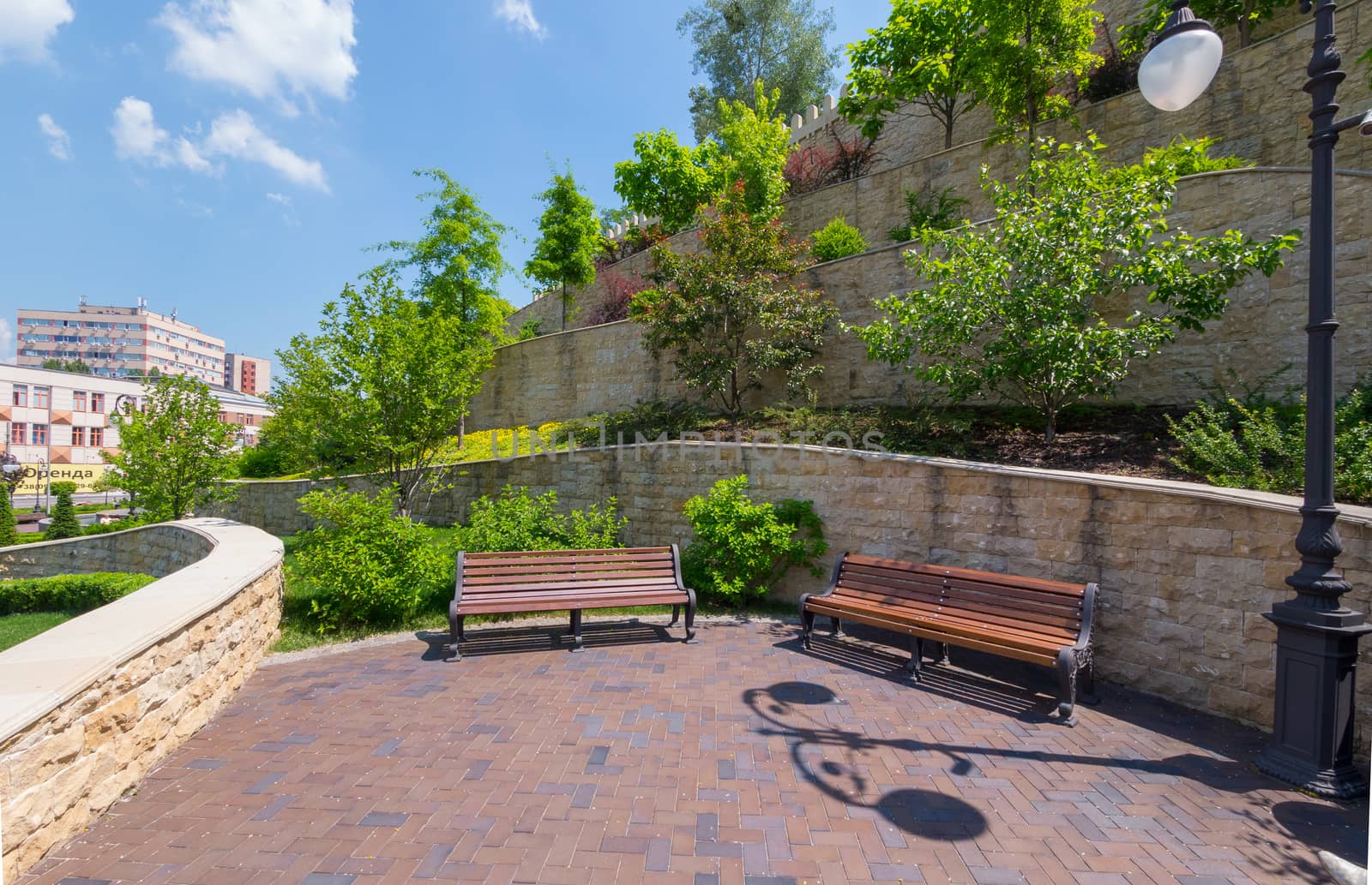 A cozy place to relax with benches and a beautiful view by Adamchuk