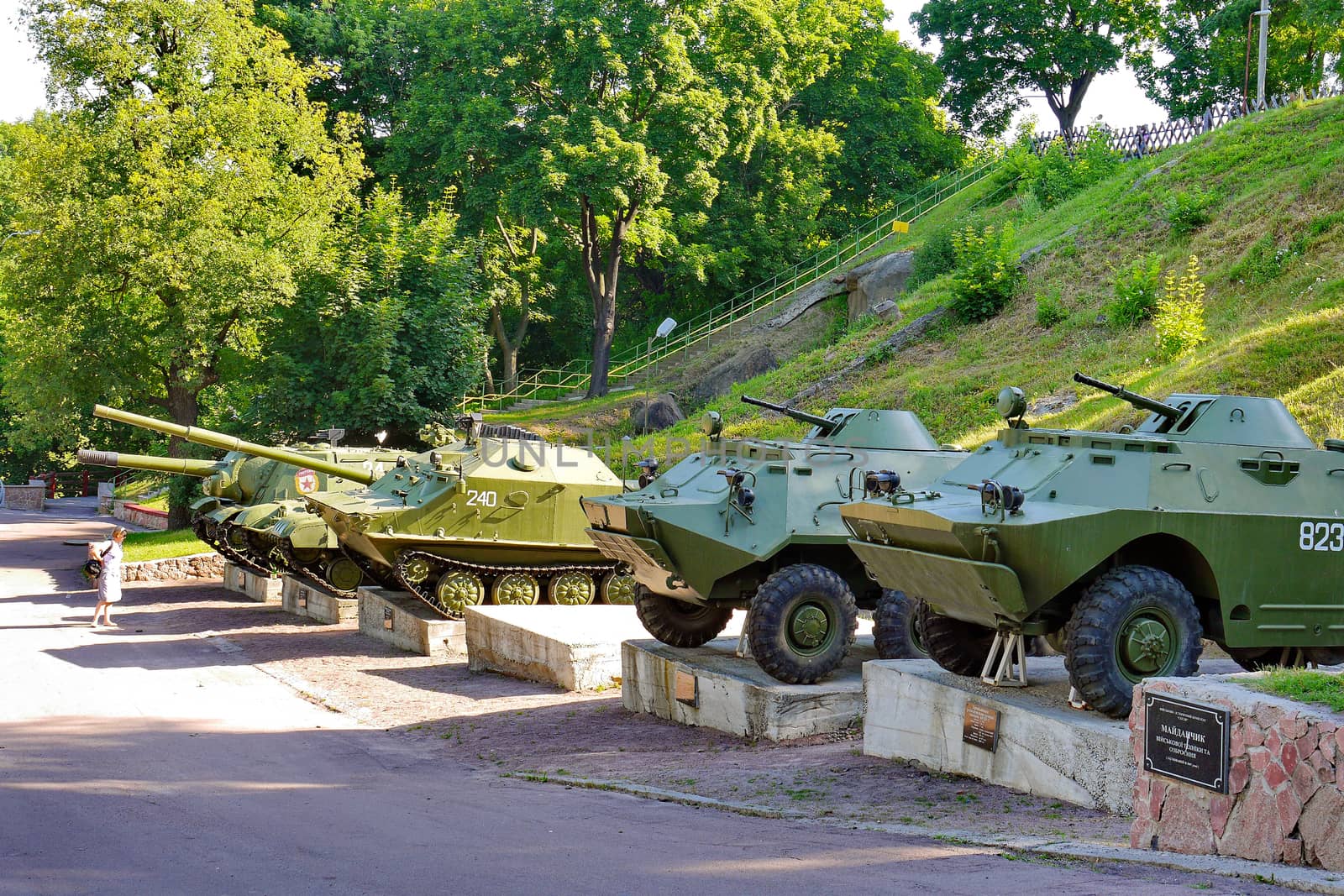 military open-air museum on the background of a thick broad forest