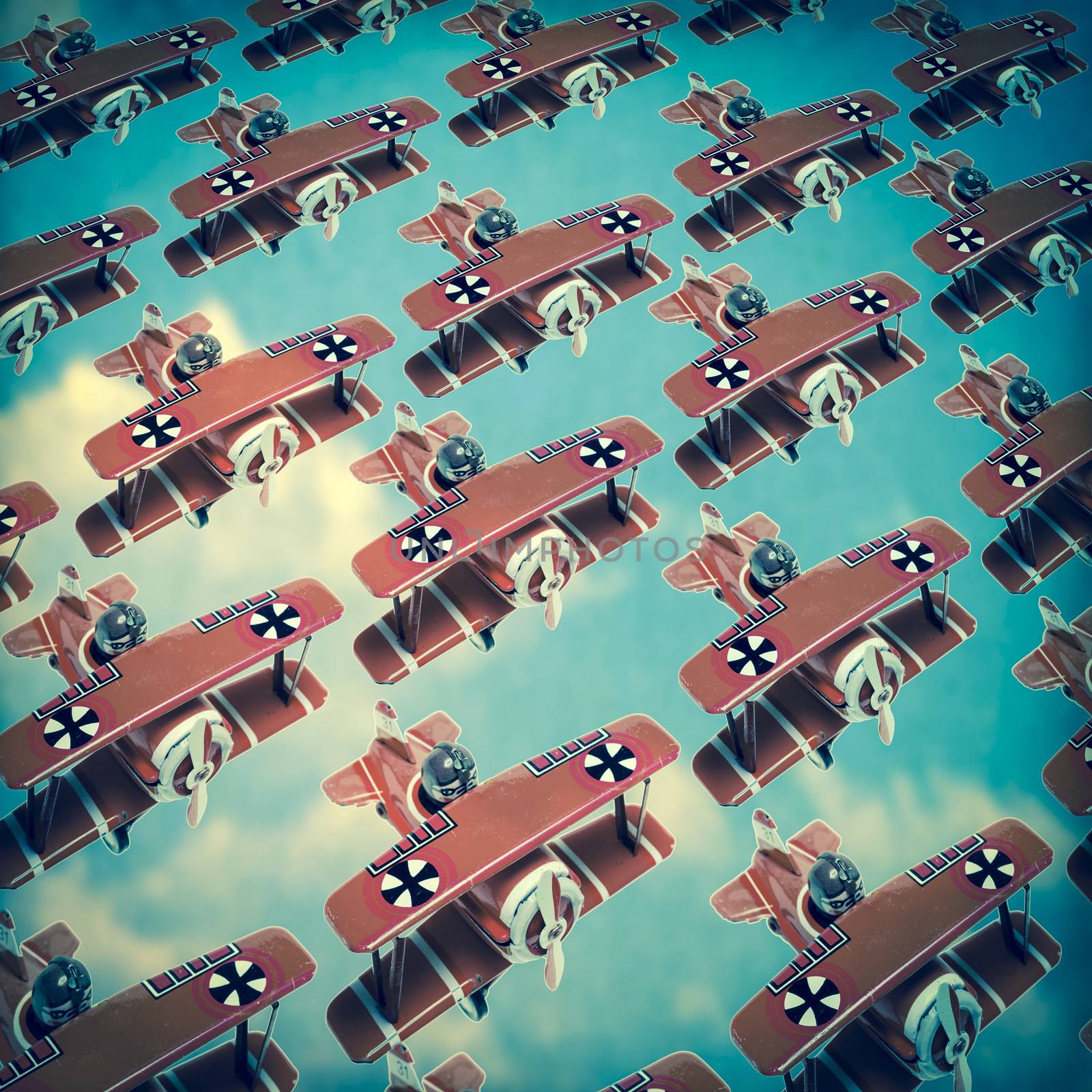 world war one red  german bi plains  flying  in formation