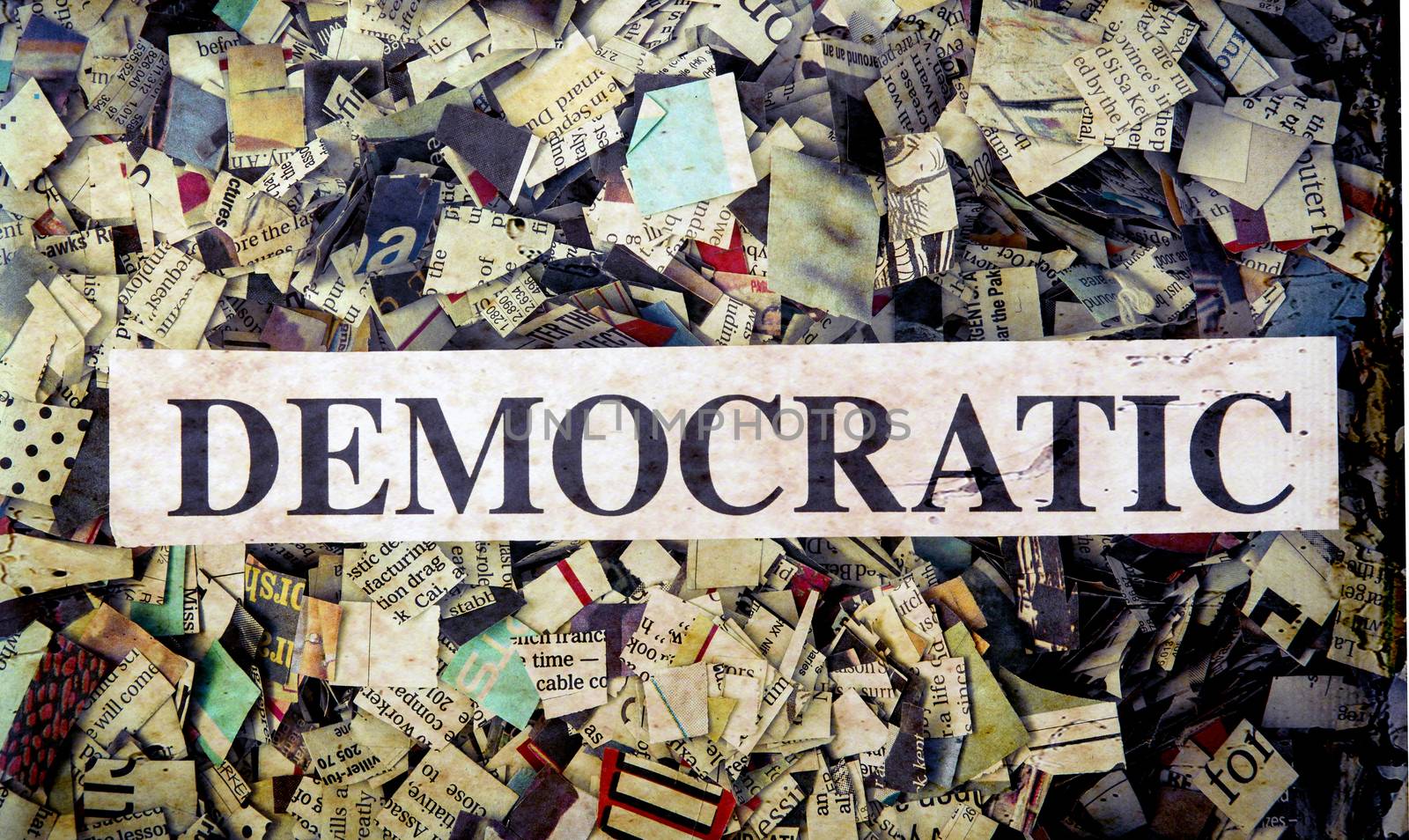 political words on Newspaper confetti 