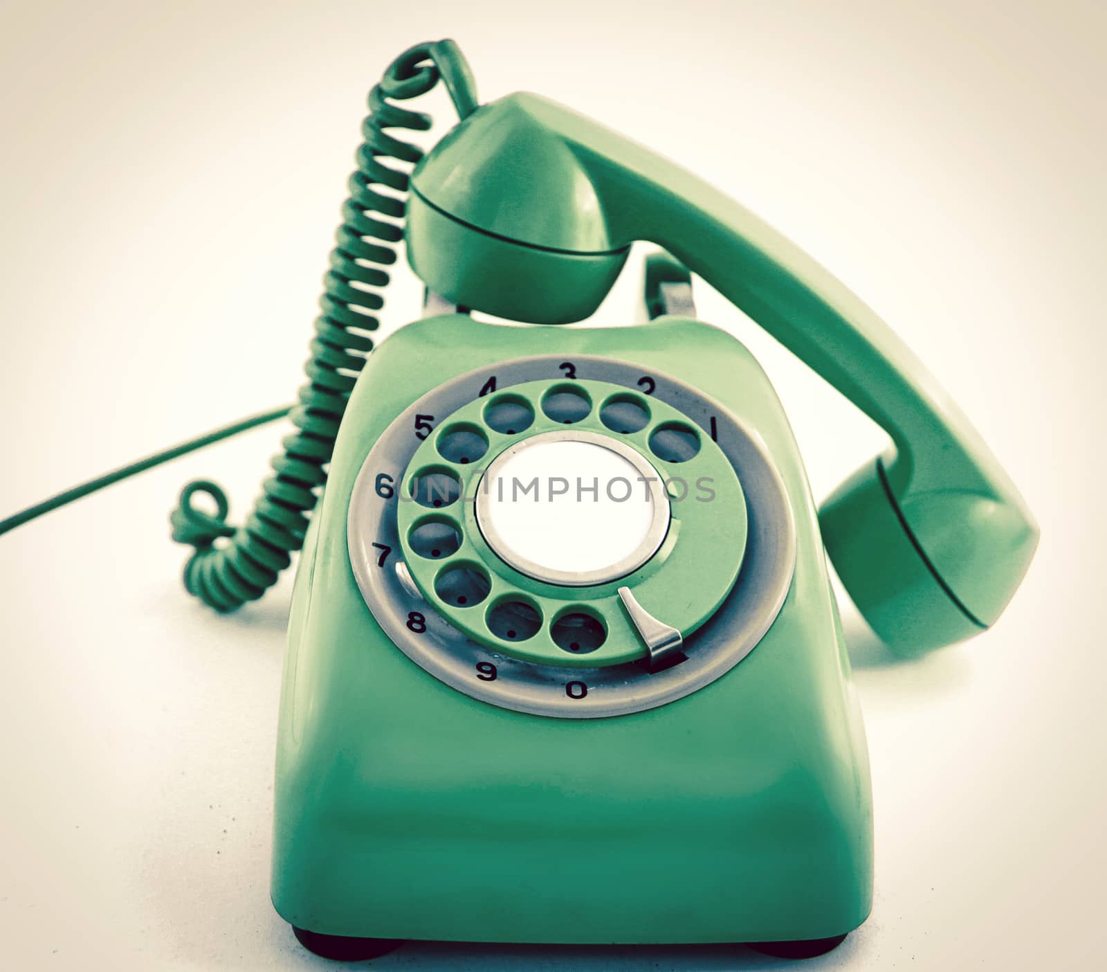 vintage  retro phone  green  close up