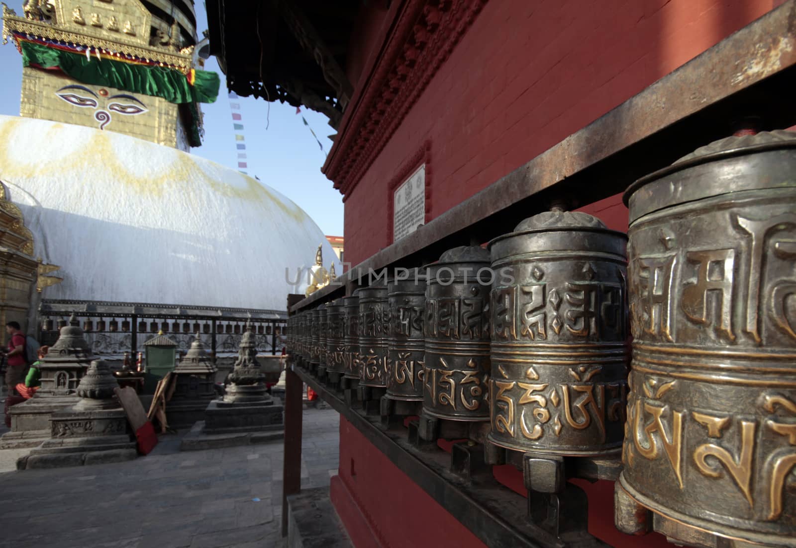 Swayambhunath Stupa - the holiest stupa of tibetan buddhism (vajrayana). Kathmandu, Nepal
