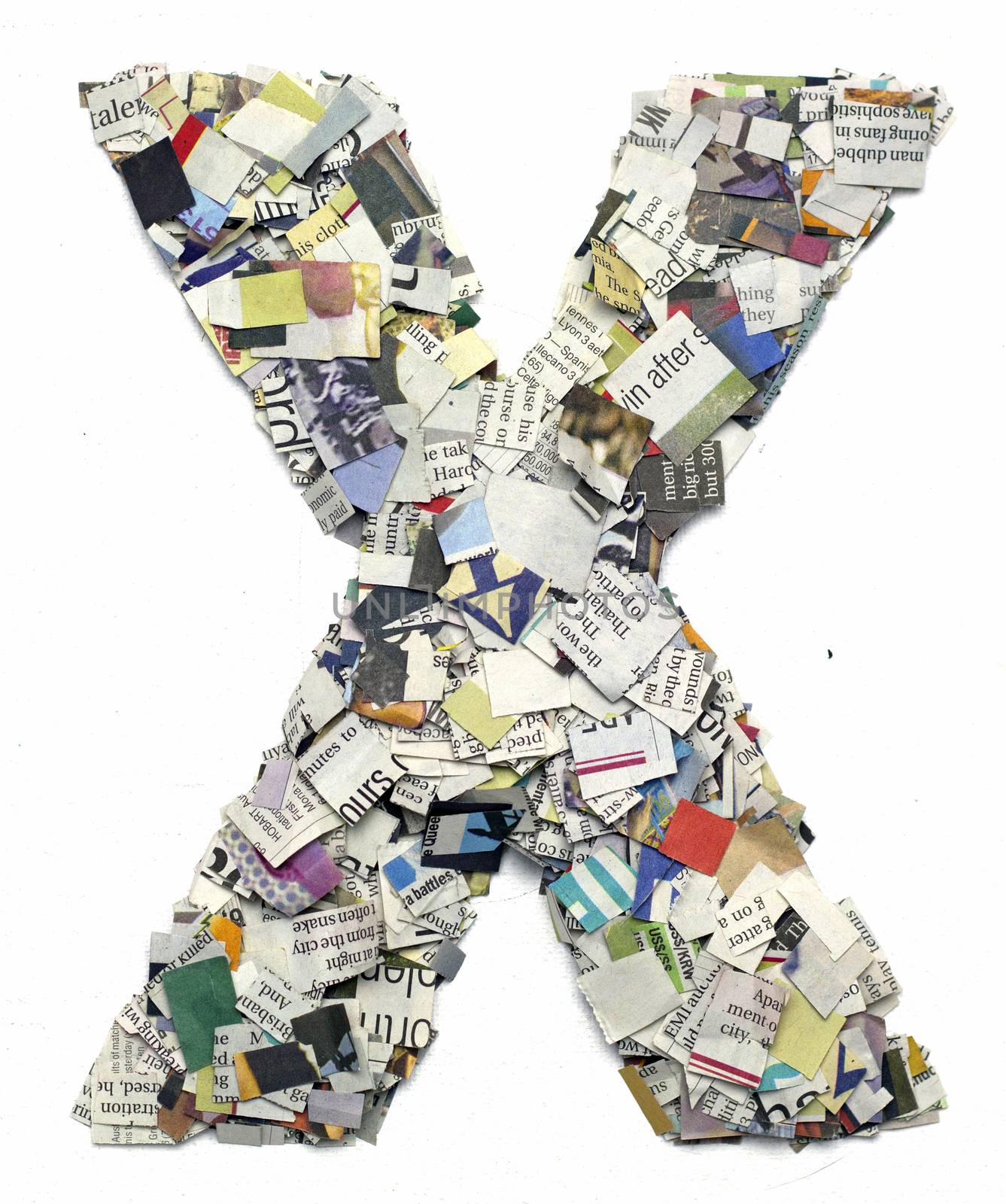 Letters made from newspaper capitel X by davincidig