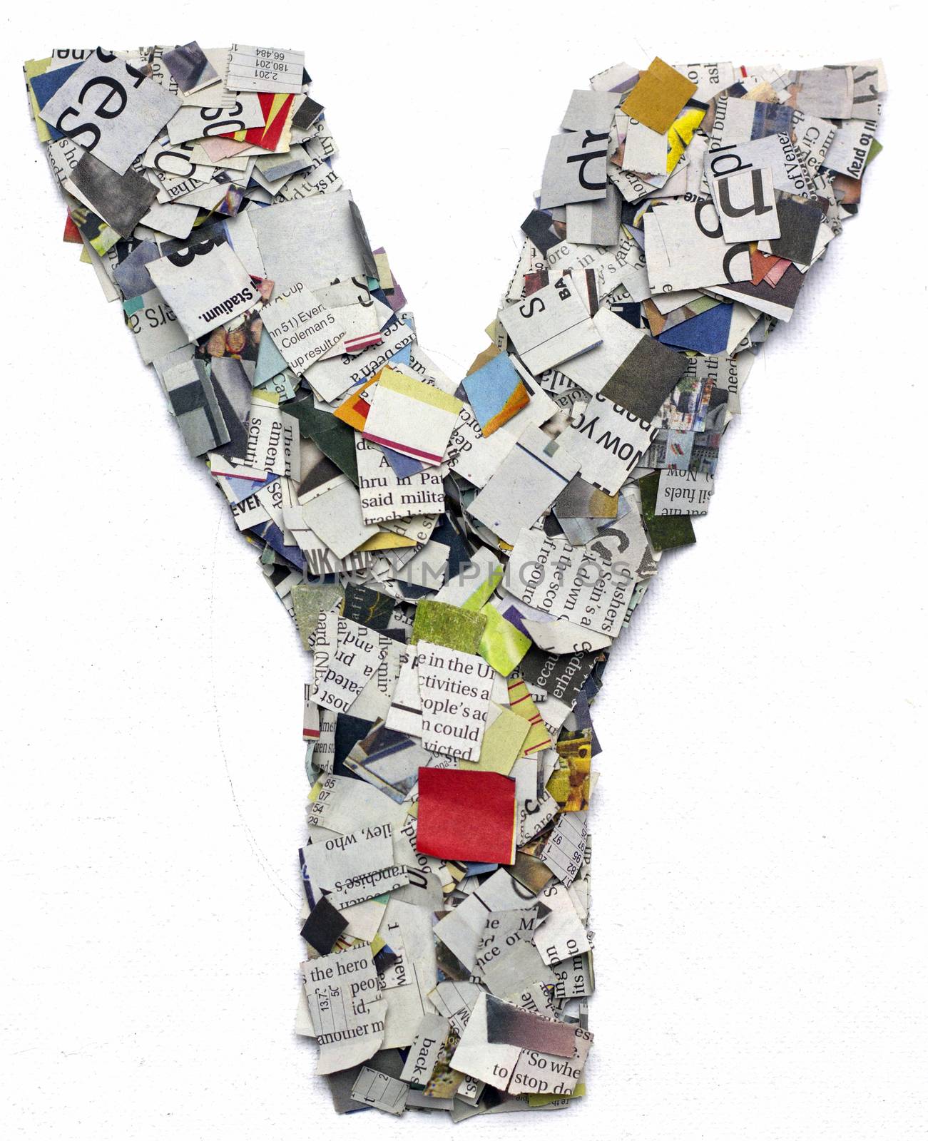 Letters made from newspaper capitel Y by davincidig