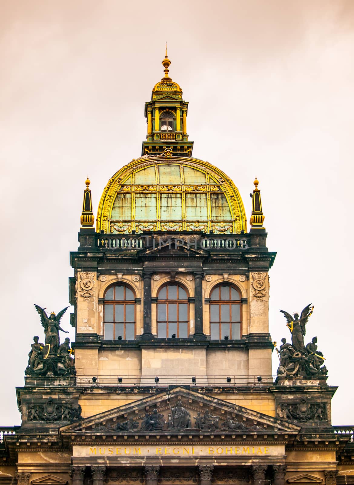 Detailed view of central cupola of National Museum in Prague, Czech Republic by pyty