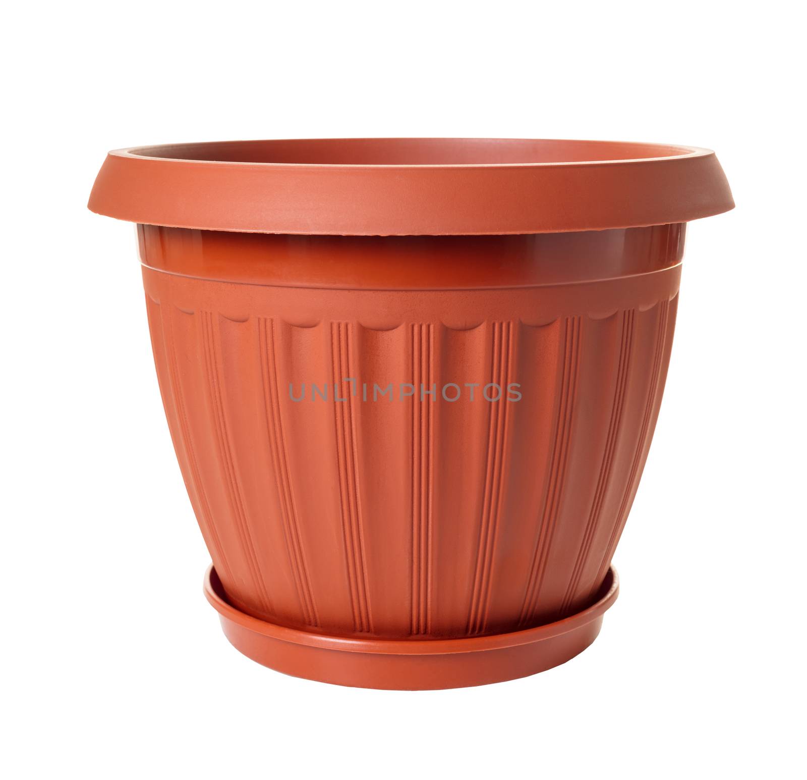 new empty flowerpot on white isolated background