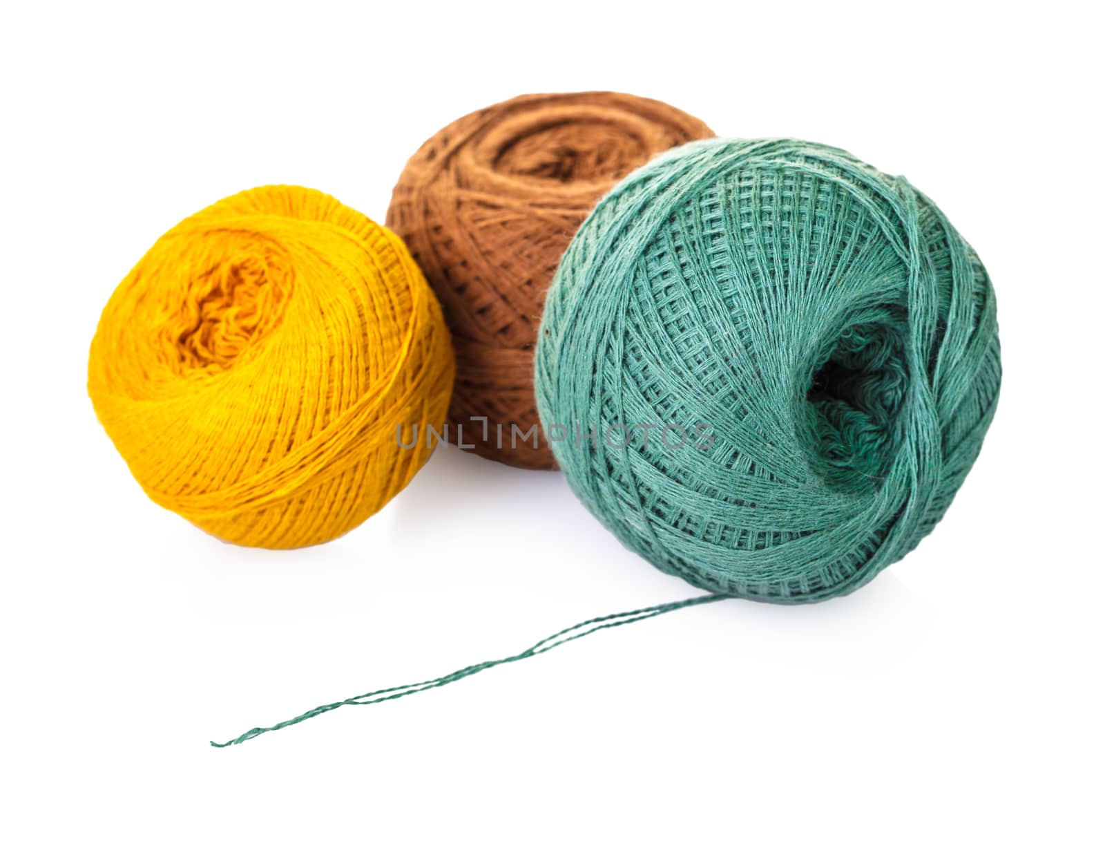 tangle of thread for knitting on white isolated background