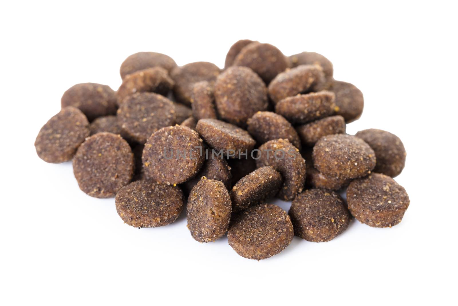 dry food for animals on a white isolated background