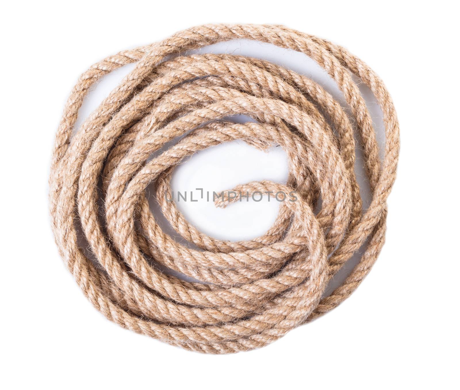 old rope closeup on white isolated background