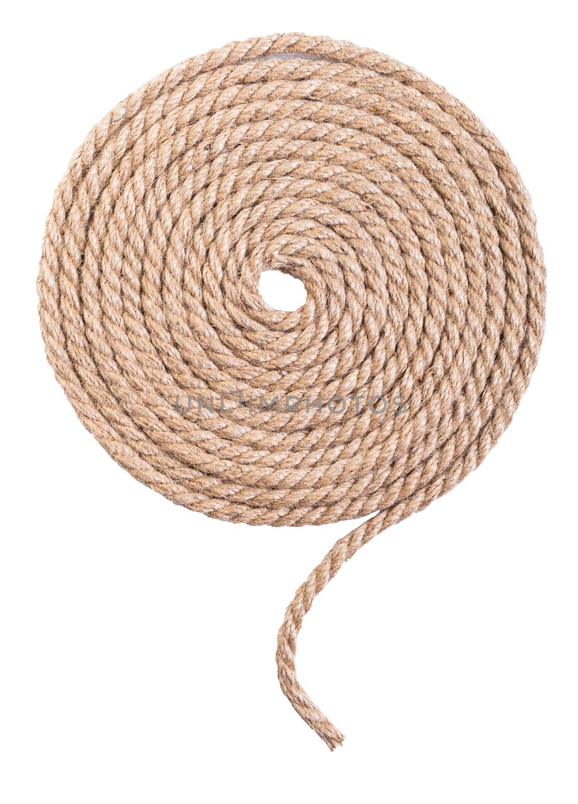 old rope closeup on white isolated background