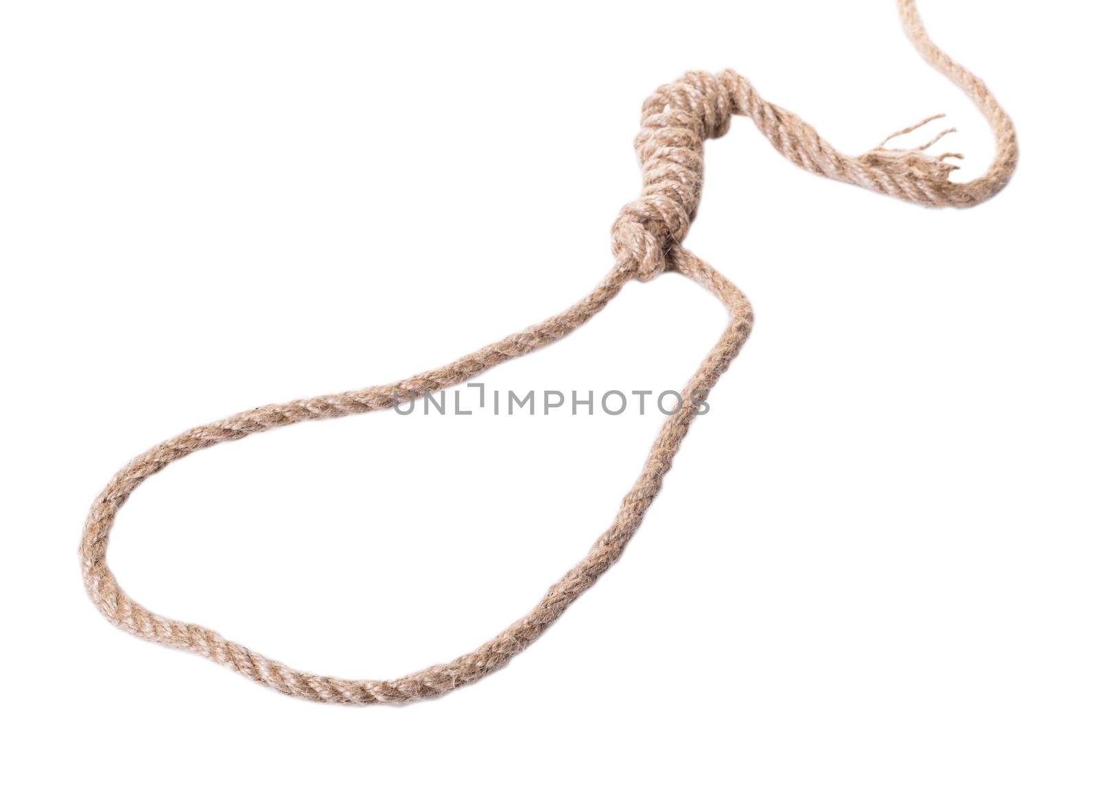 old rope closeup on white isolated background