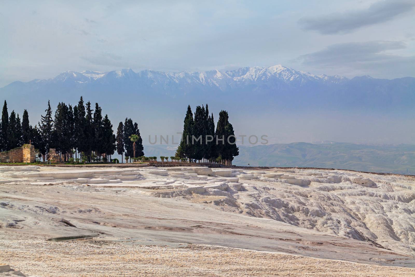 Travertine hills in Hierapolis near Pamukkale, Turkey by igor_stramyk