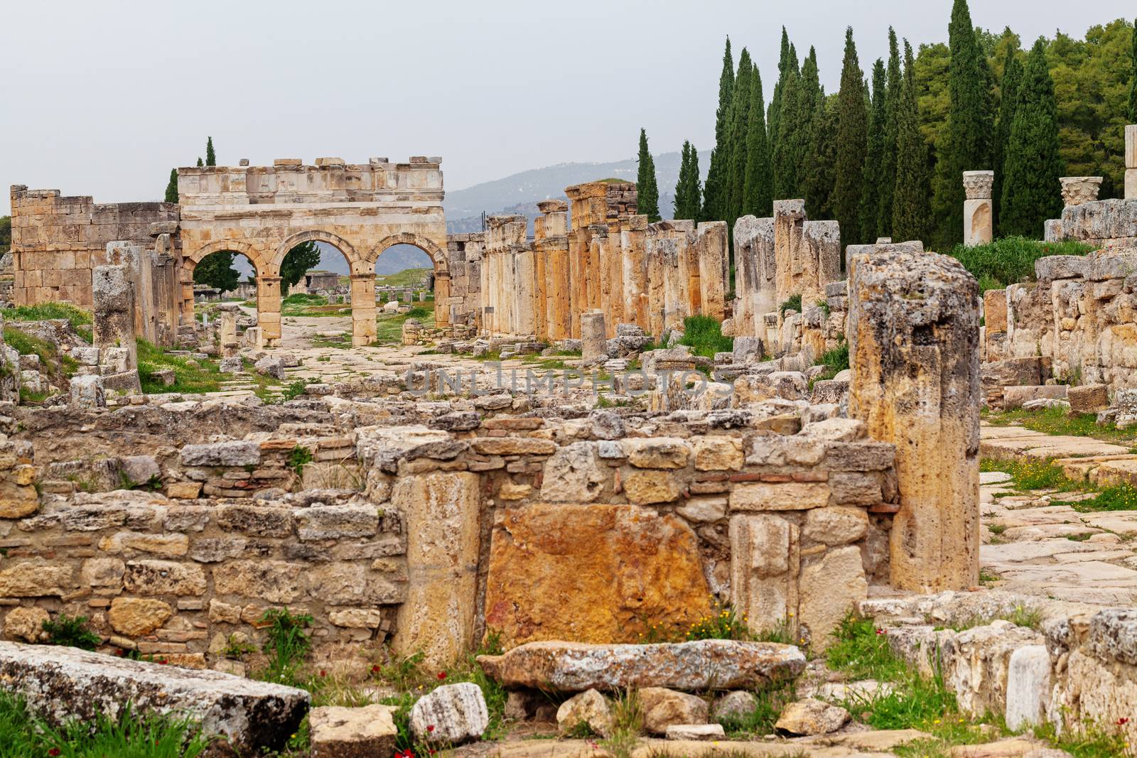 Ruins of ancient city, Hierapolis near Pamukkale, Turkey by igor_stramyk