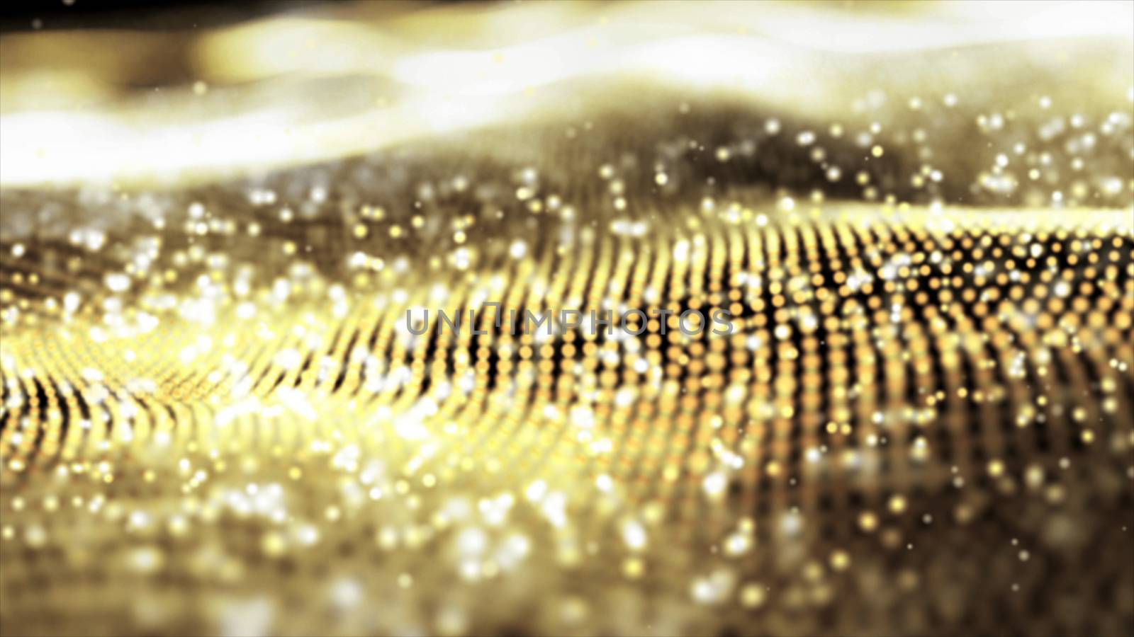 abstract blur golden waves and bokeh background. particles background.