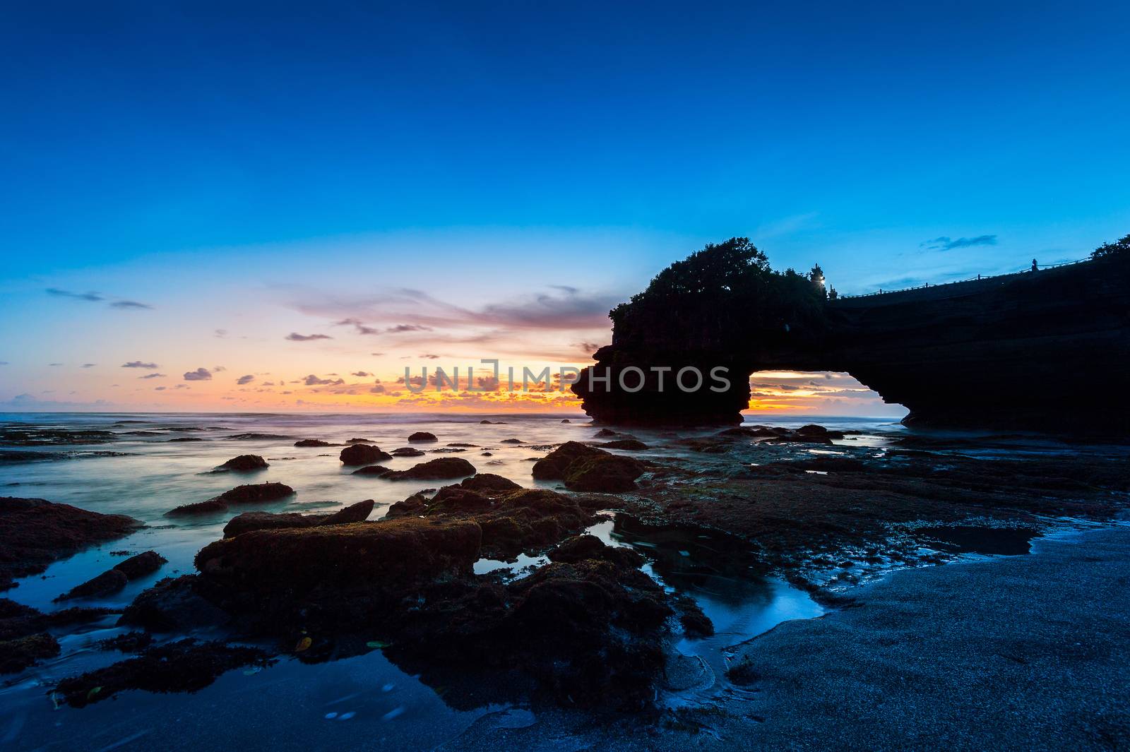 Tanah Lot Temple at sunset in Bali, Indonesia.(Dark)