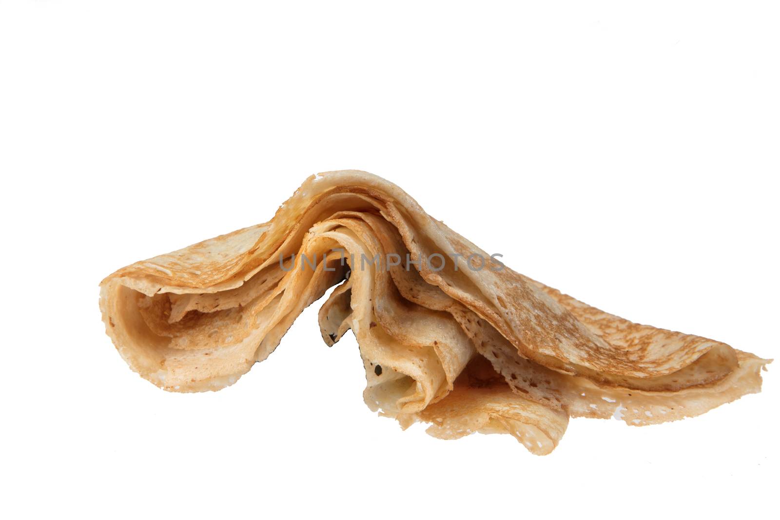 Pancake on an isolated white studio background