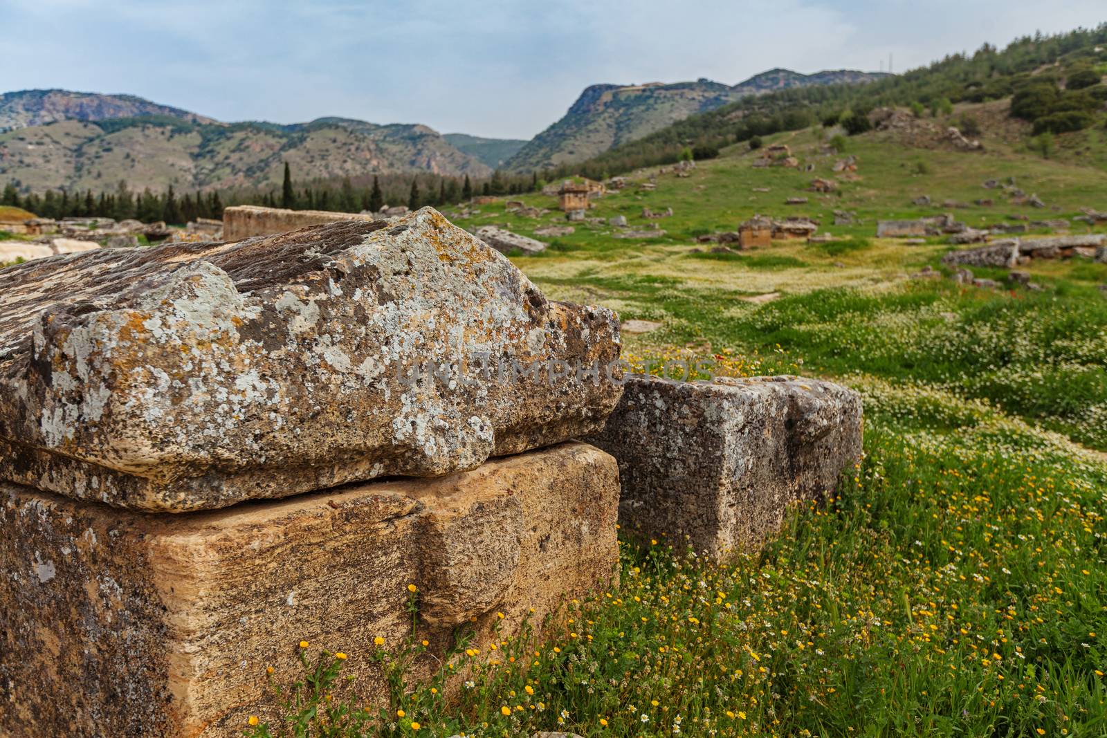 Ruins of ancient city, Hierapolis near Pamukkale, Turkey by igor_stramyk