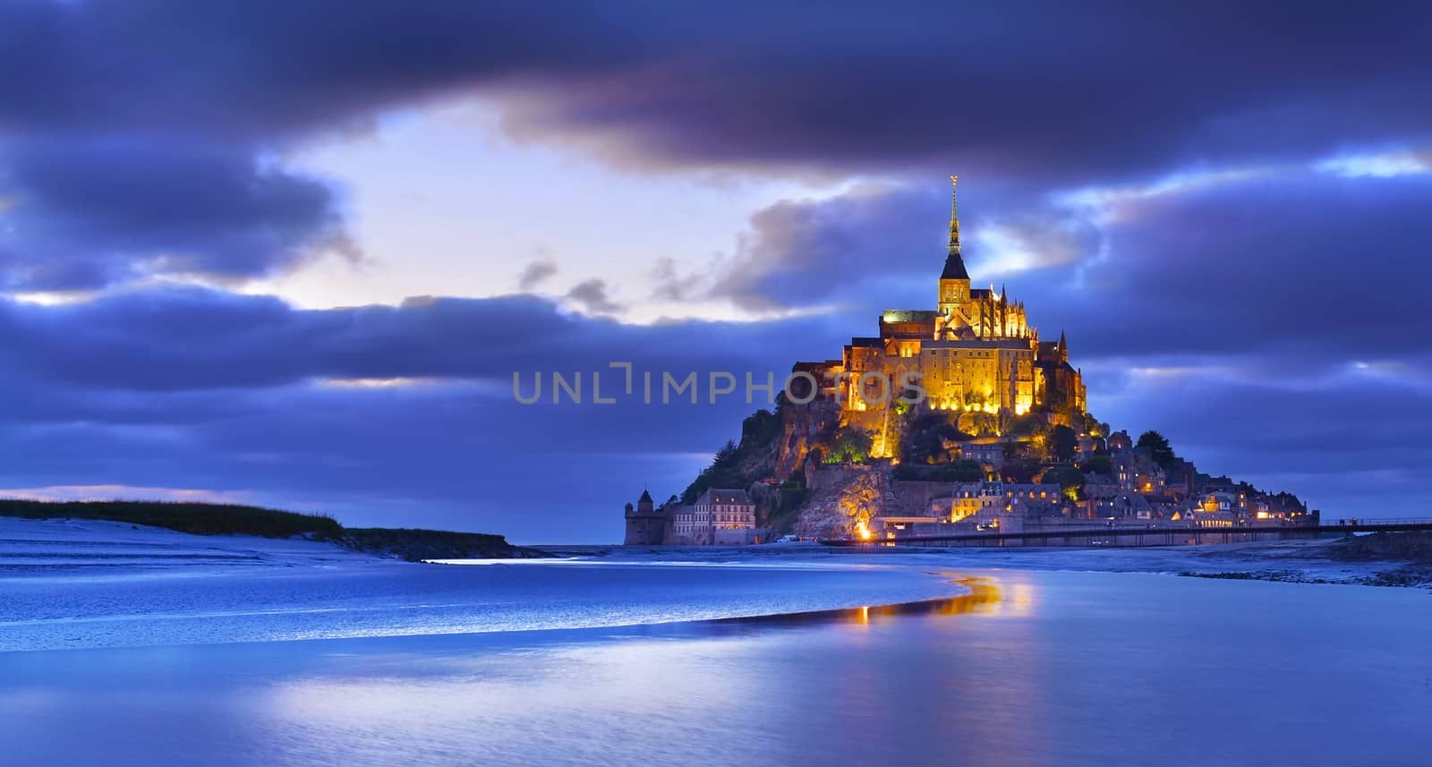 Mont Saint Michel in the evening, France