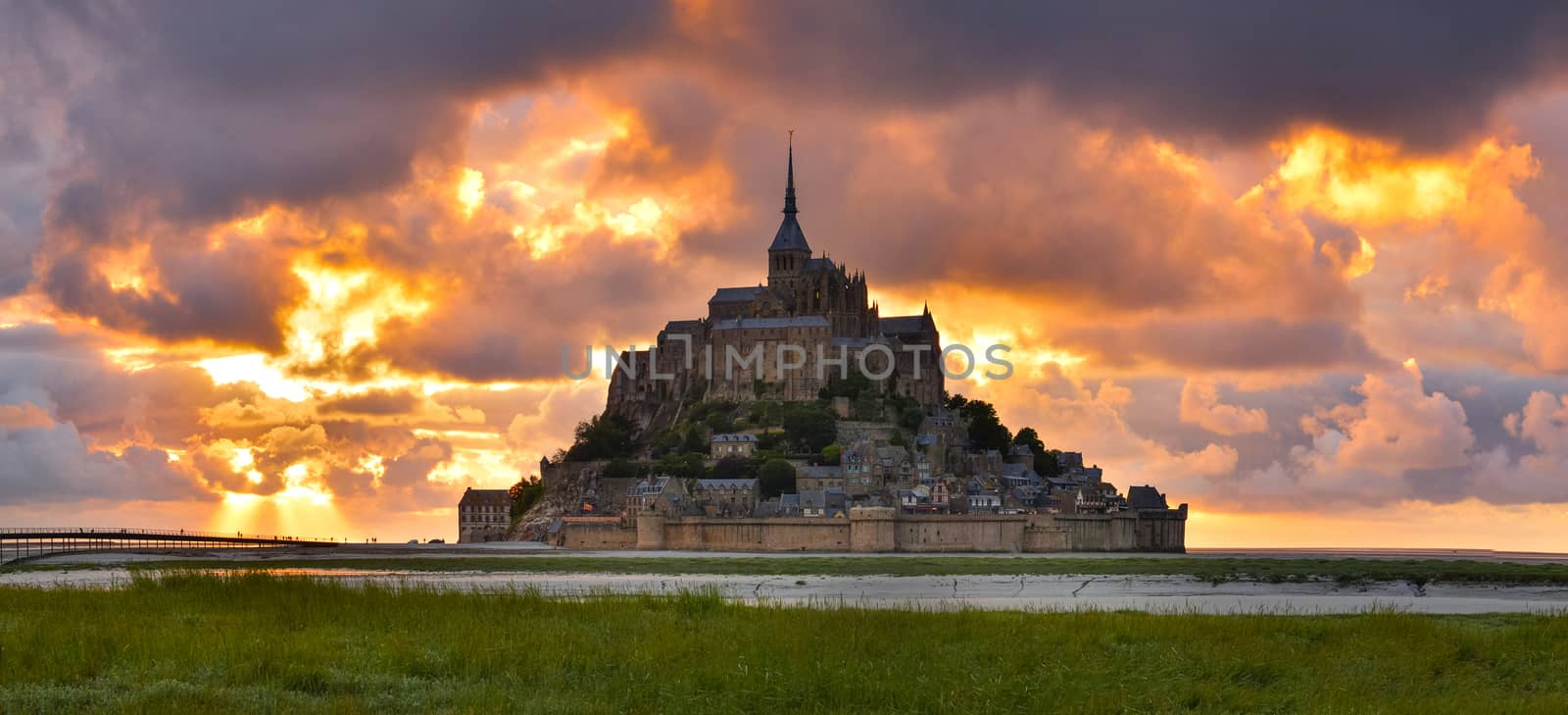 Mont Saint Michel in the evening, France