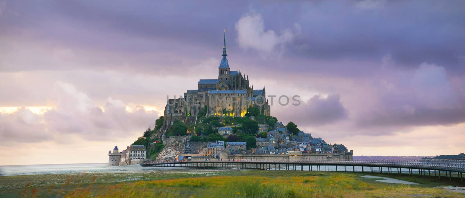 Mont Saint Michel in the evening, France by Lazarenko