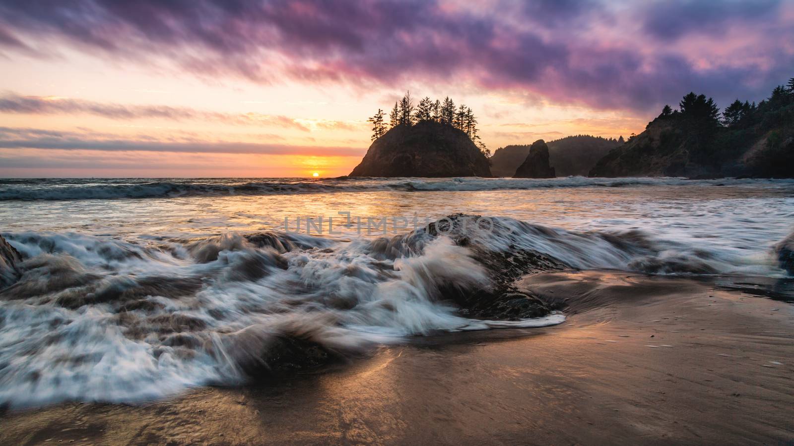 Sunset at a Rocky Pacific Northwest Beach by backyard_photography