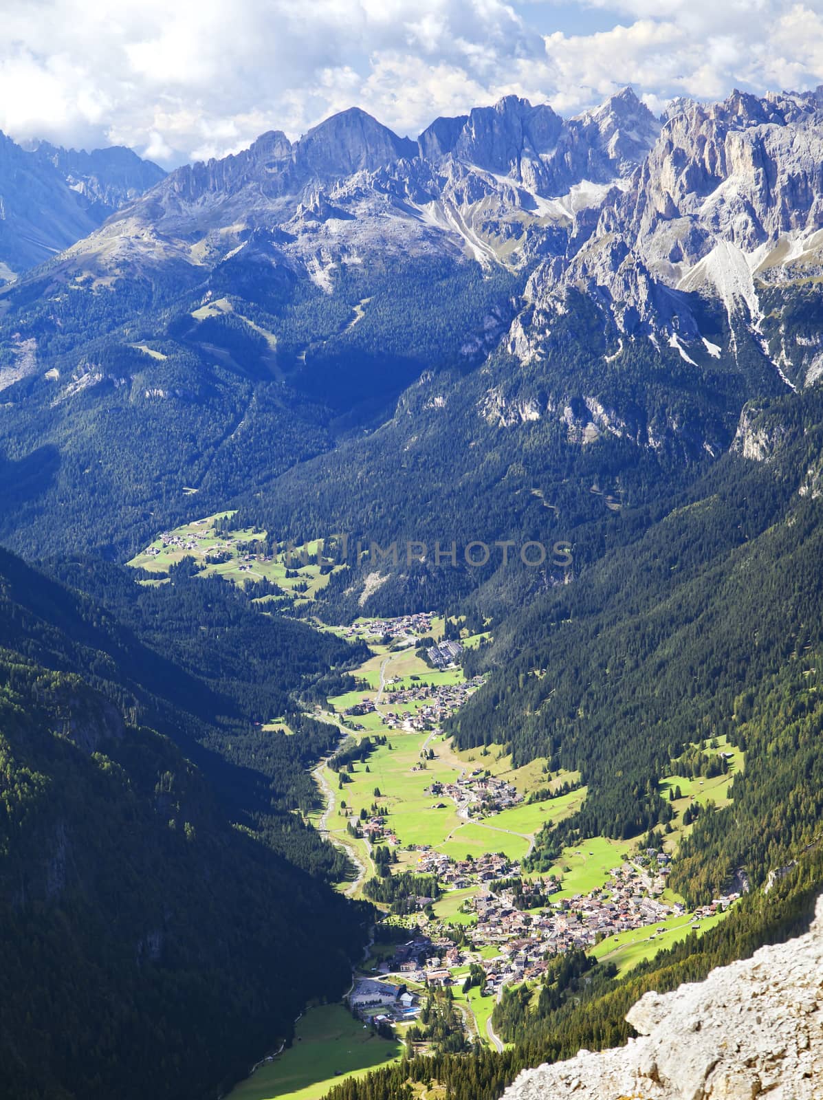 Small village in Dolomites mountains, Northern Italy