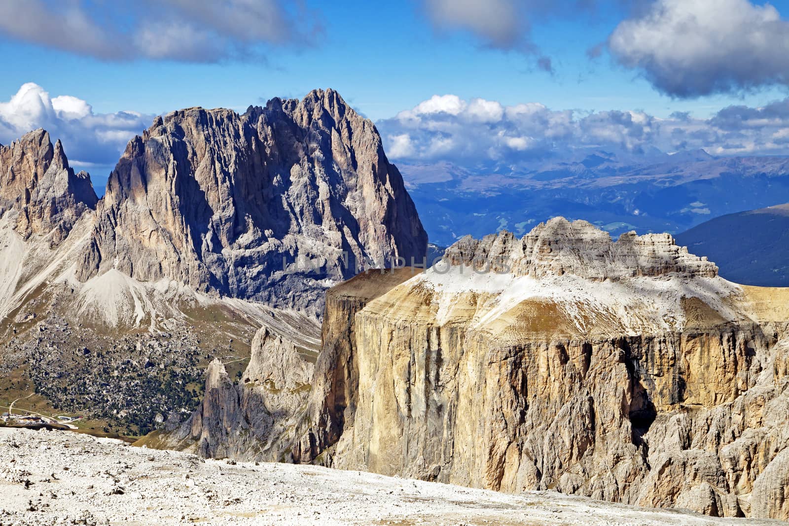 Dolomites mountains landscape on a sunny autumn day