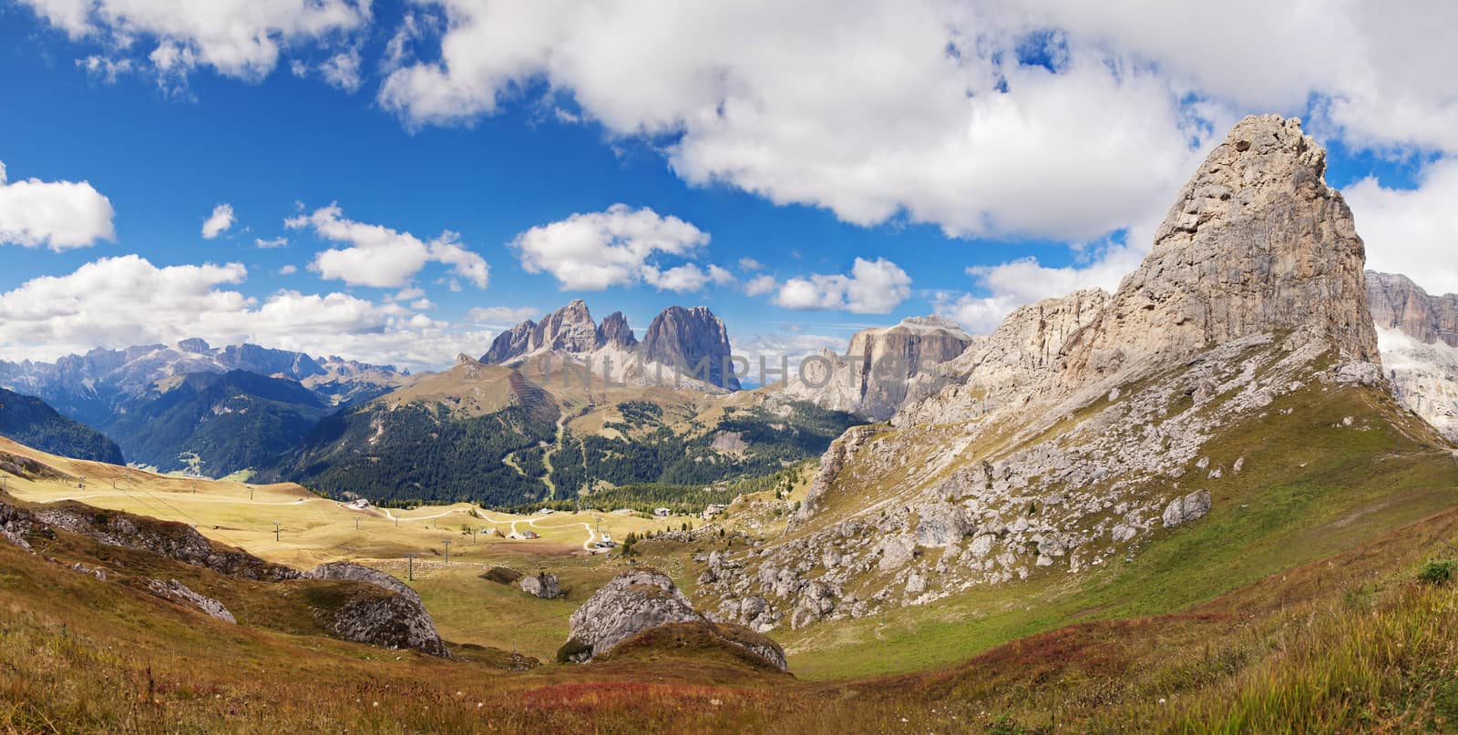 Dolomites mountains landscape on a sunny autumn day