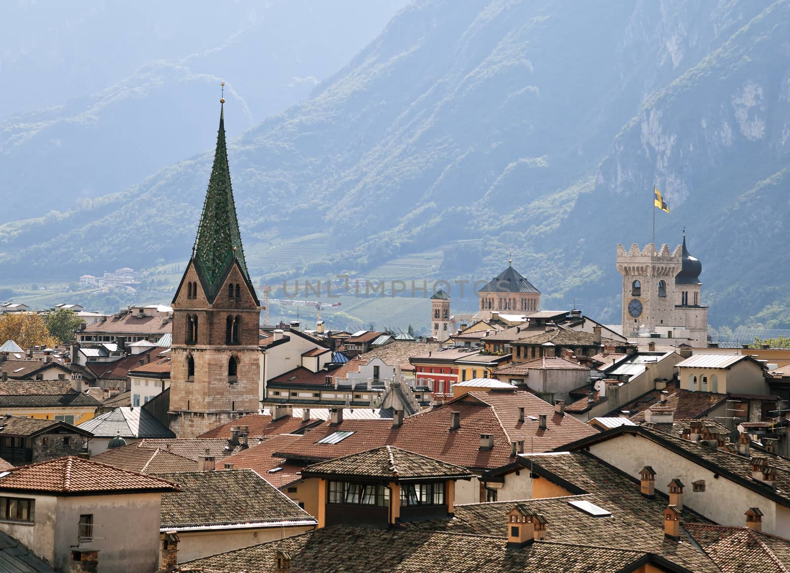 Trento town, South Tyrol, view from above