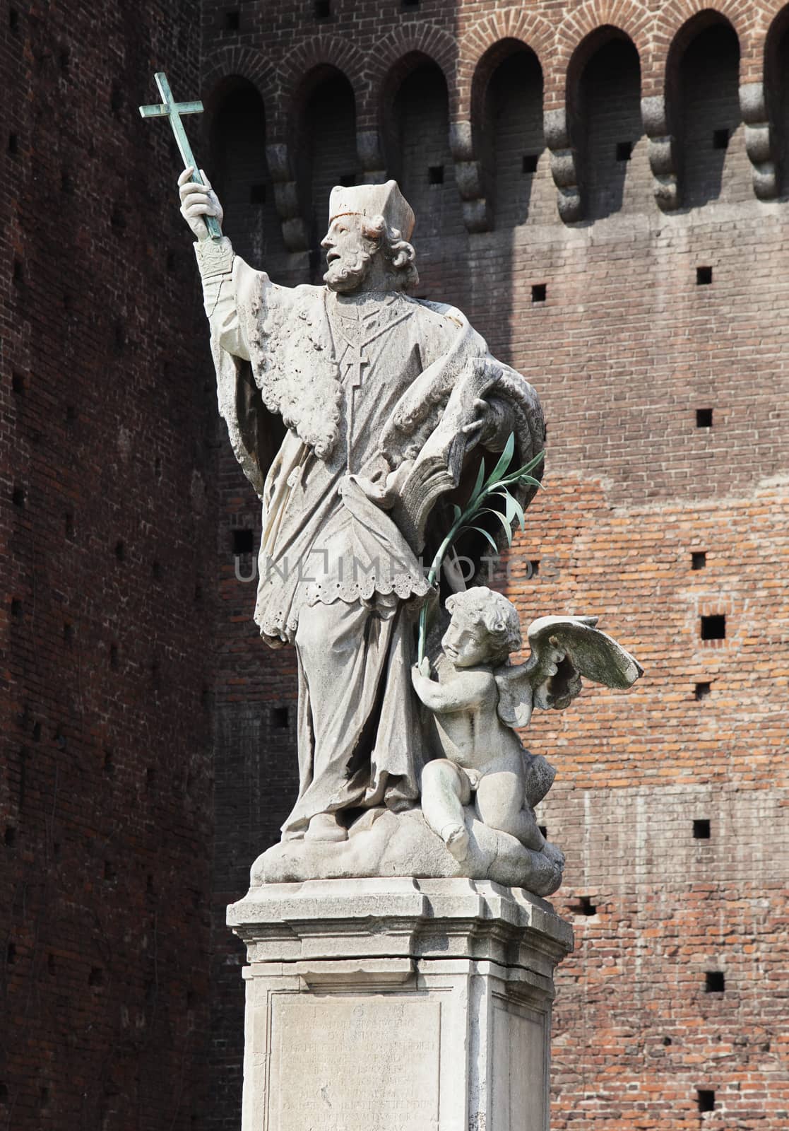 Statue of John of Nepomuk in Sforza Castle in Milan, Italy