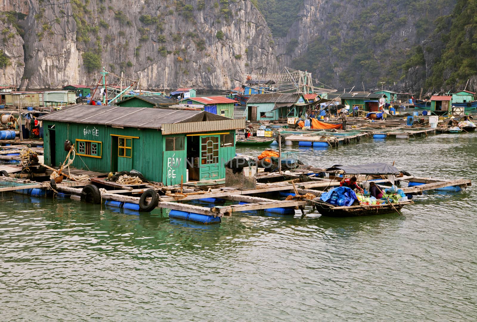 Floating village in Ha Long bay, Vietnam