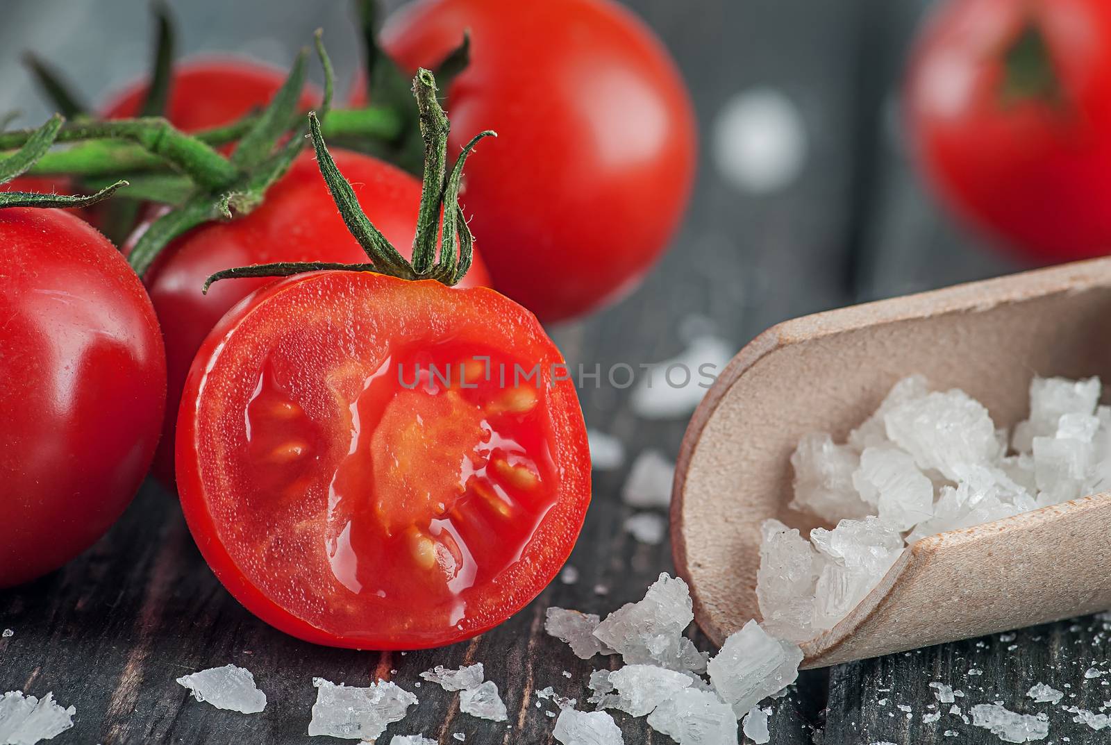 Cherry tomatoes and salt by Cipariss