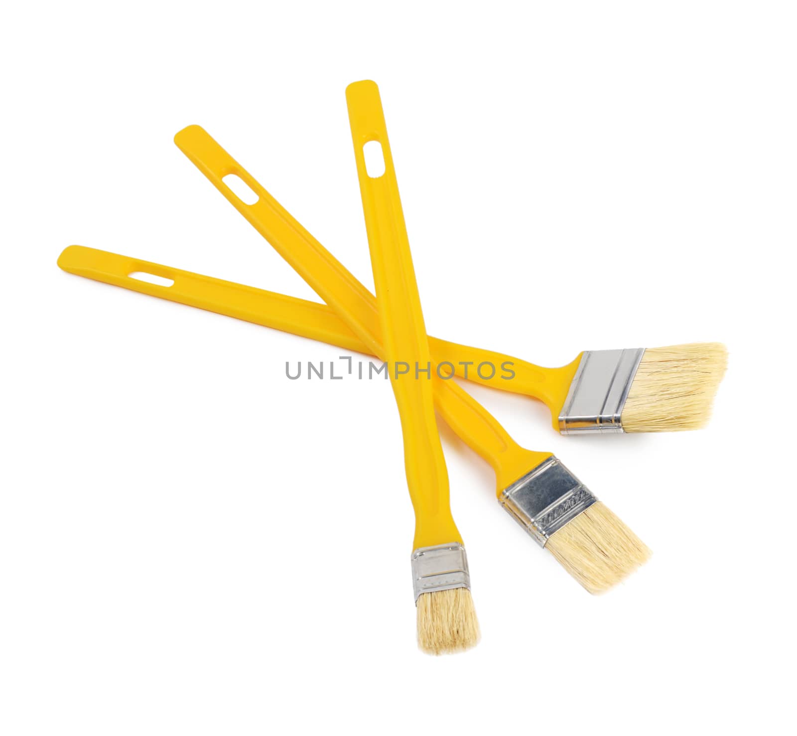 The yellow a brush for painting paint