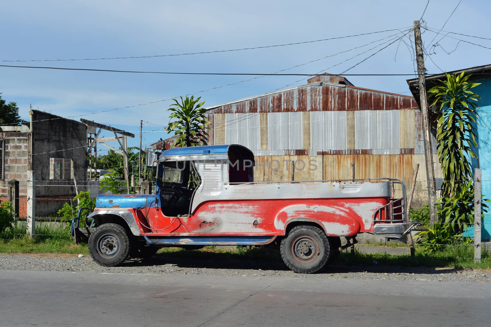 plain and undecorated jeepney in the Philippines
