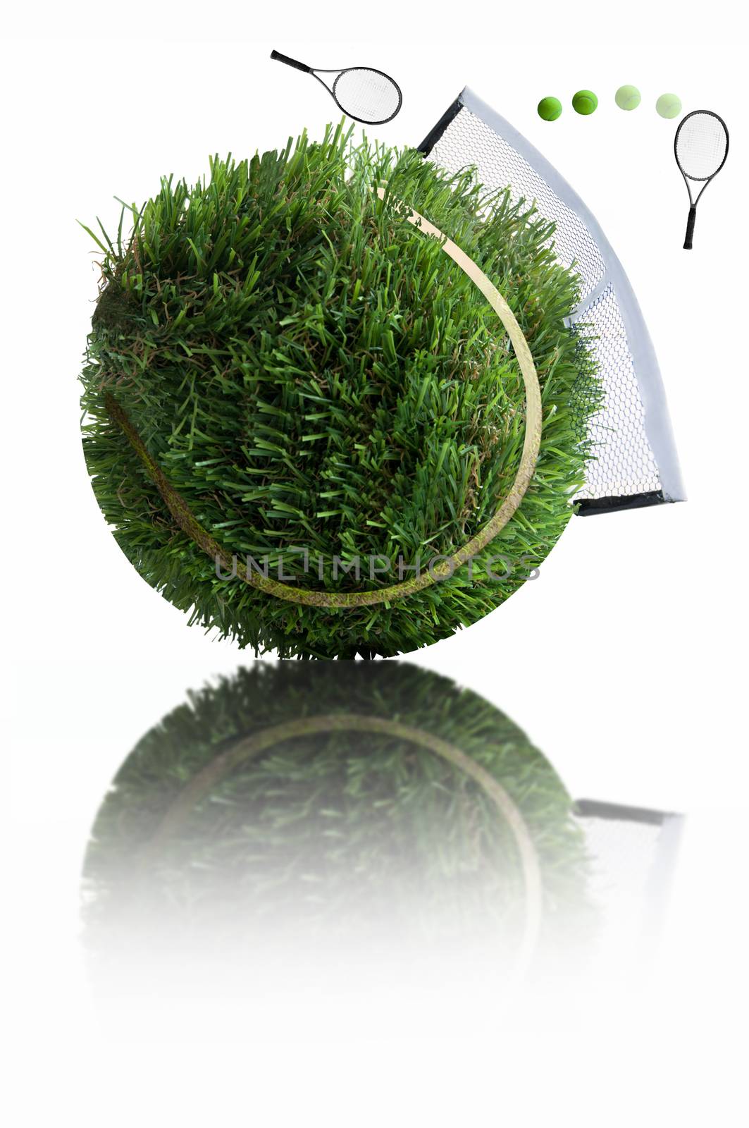 Grass tennis ball concept by unikpix