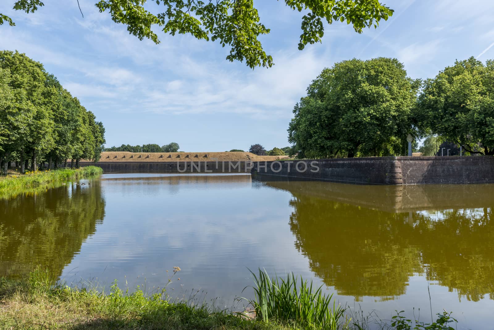 Bastion Oranje the old fortified town of Naarden, North Holland, Netherlands, Dutch fortress in water surrounded Naarden Vesting