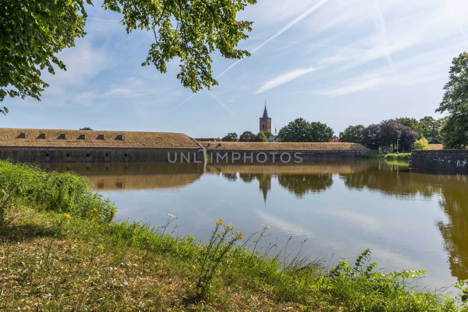 Bastion Oranje the old fortified town of Naarden, North Holland, Netherlands, Dutch fortress in water surrounded Naarden Vesting