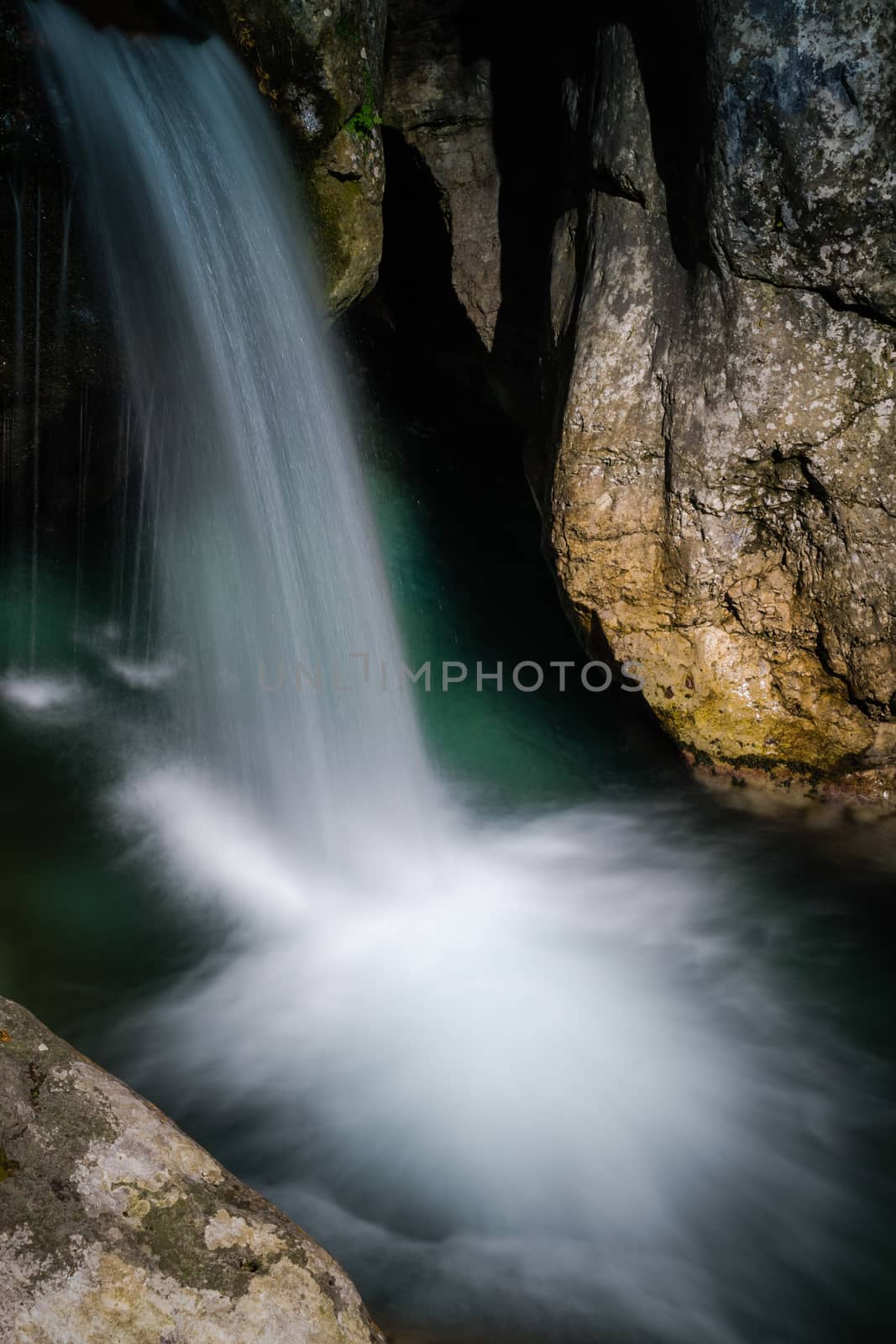 Waterfall at the Val Vertova Torrent Lombardy near Bergamo in Italy